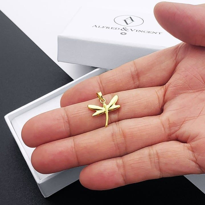 Other Dragonfly Pendant Lucky Insect Charm in Real 14k Yellow Gold Size ONE SIZE - 3 Thumbnail