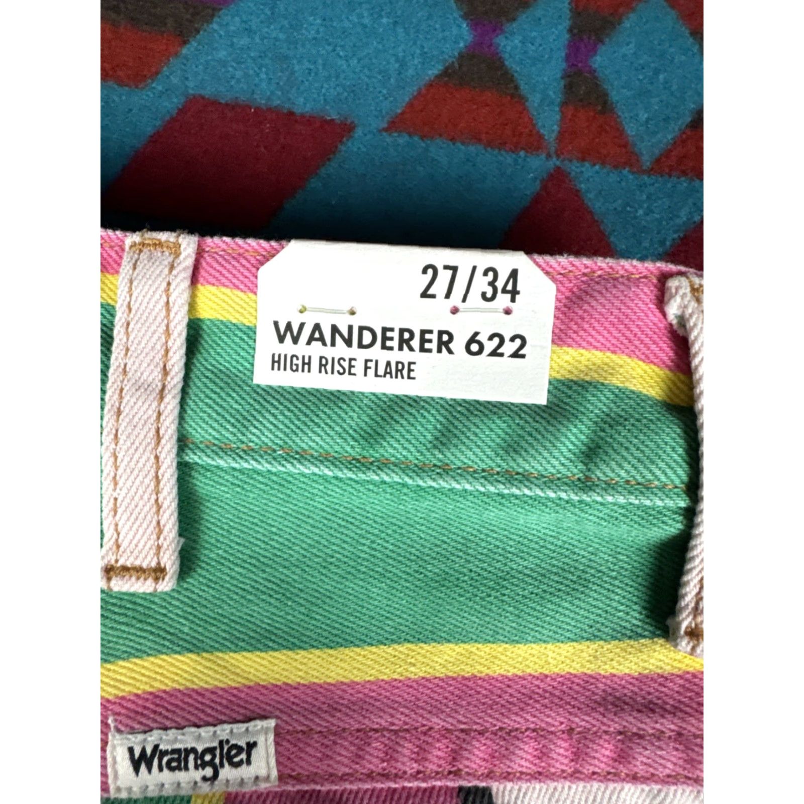 Wrangler Wrangler Wanderer 622 High Rise Flare Jean Womens 27/34 Pink Denim Bohemian Festival 5-Pocket Regular Fit Size 27" / US 4 / IT 40 - 3 Thumbnail