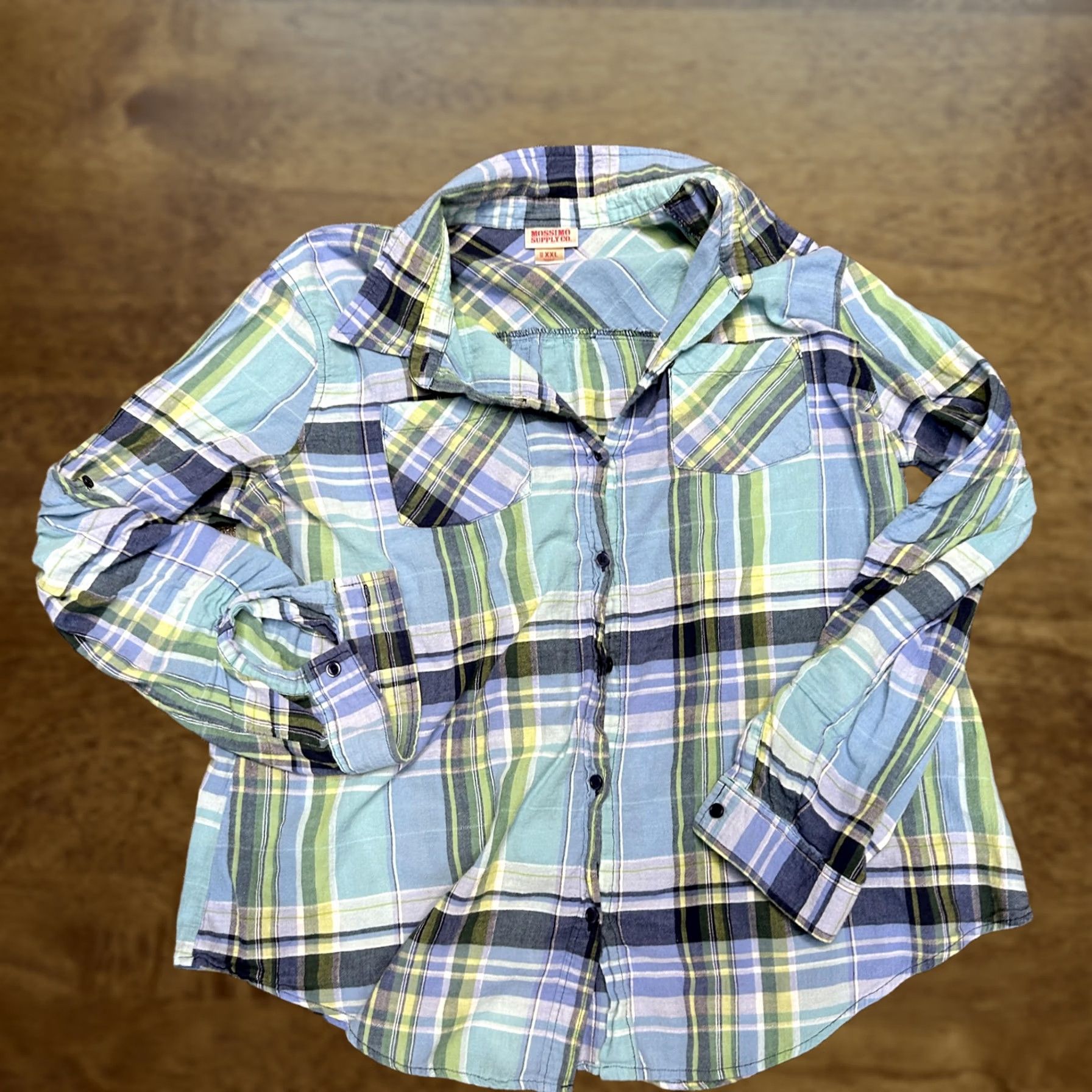 Mossimo VINTAGE Mossimo Supply Co Shirt Teens 2XL Blue Green Plaid Long Sleeve Button Up Casual Size US XXL / EU 58 / 5 - 1 Thumbnail