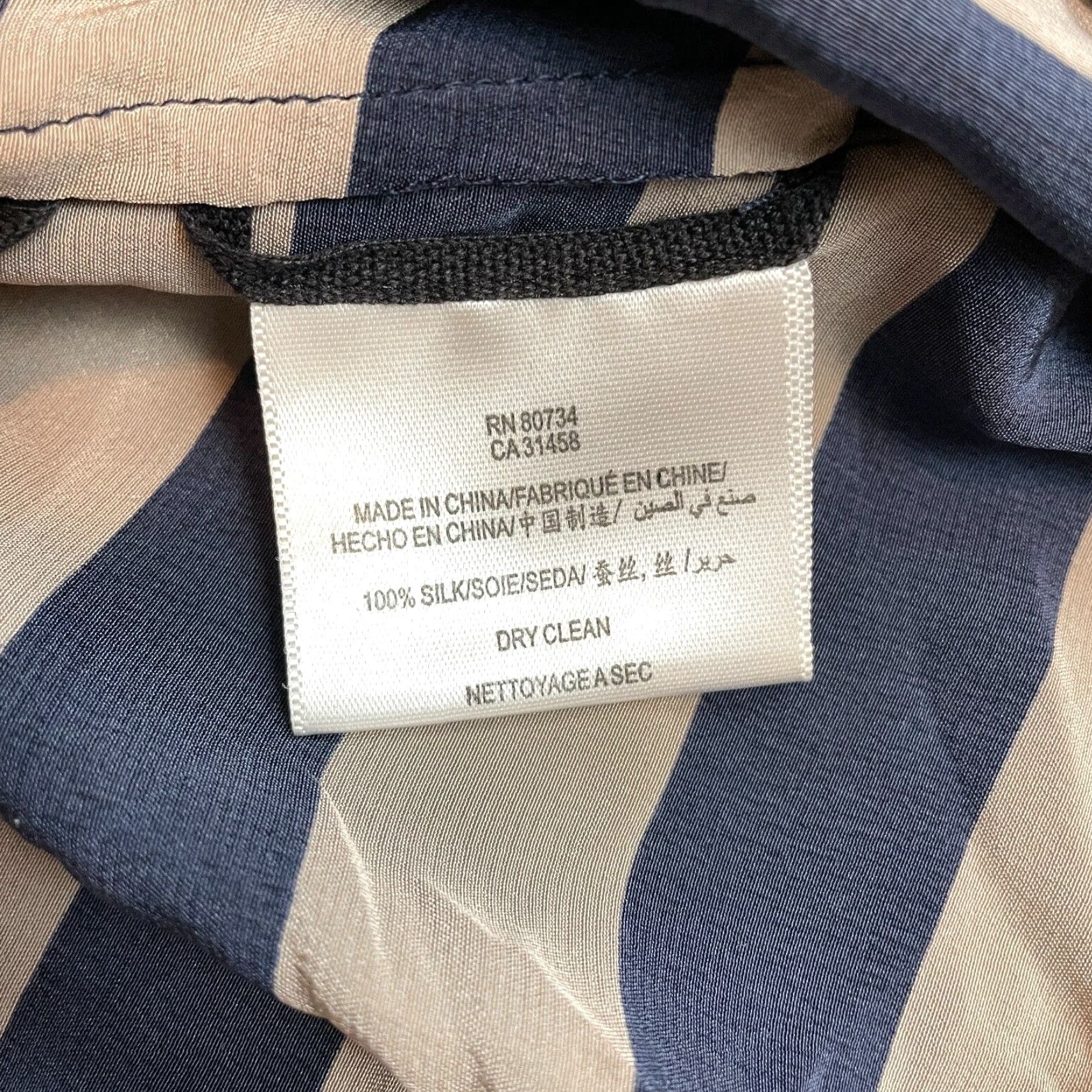 Bcbgmaxazria BCBGMAXAZRIA Blouse Womens 2XS Gray Striped Silk Short Sleeve Round Neck Pullover Casual Contemporary Classic Womens Size XXS / US 00 / IT 34 - 6 Thumbnail