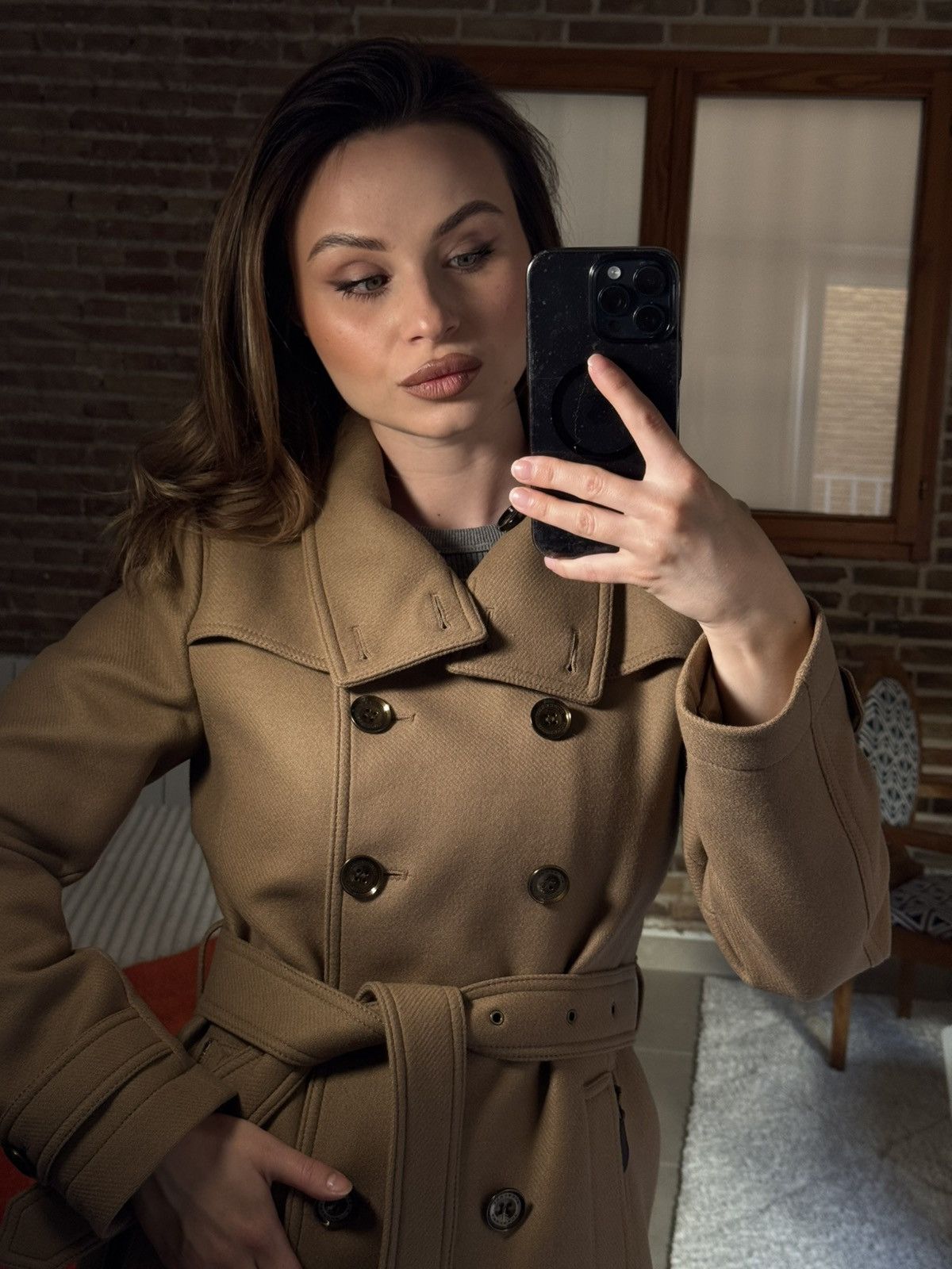 Burberry Burberry Wool Cashmere Belted Coat Beige Size S / US 4 / IT 40 - 2 Thumbnail