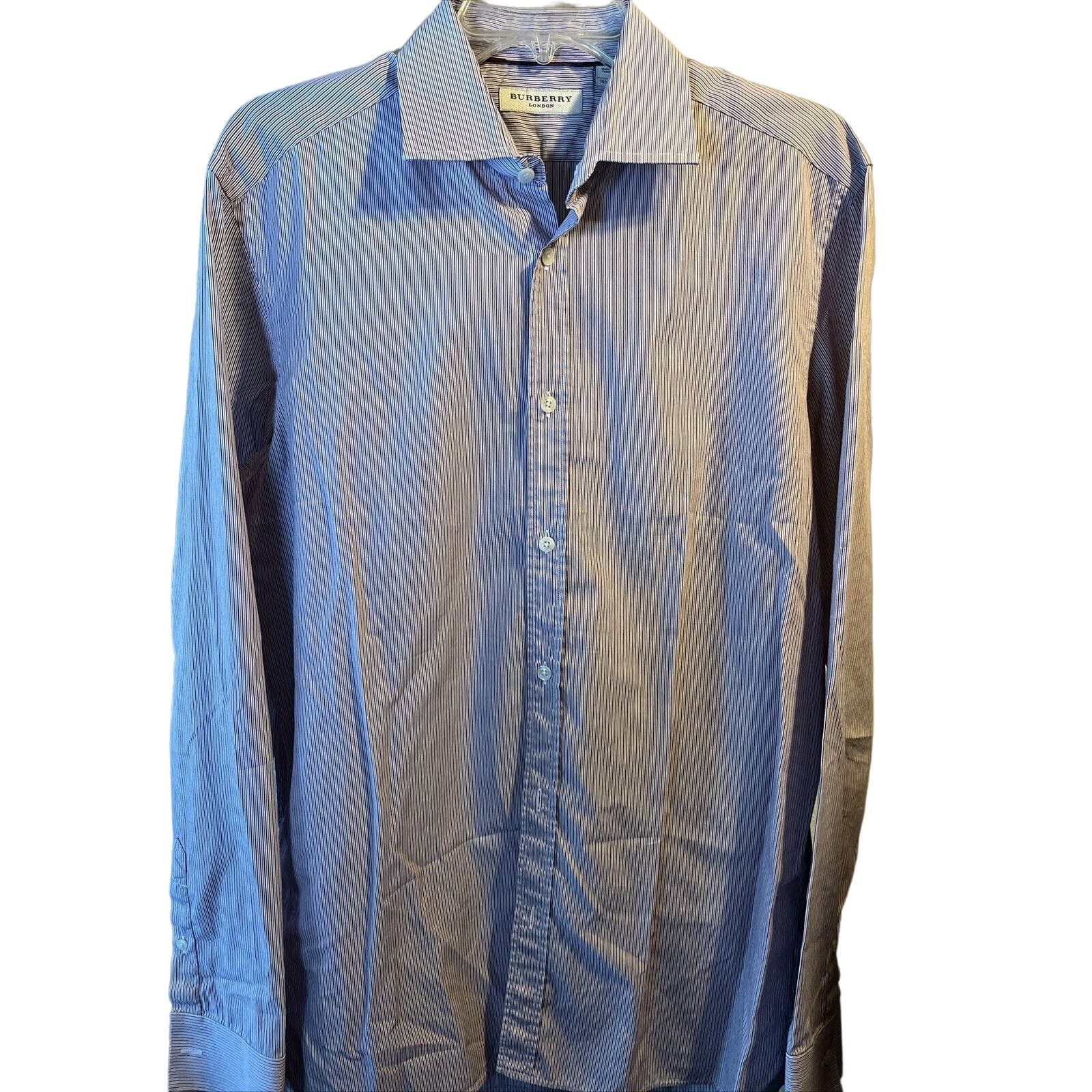Burberry Burberry London Men’s 16.5 42 Red Striped LS Cotton Shirt Size US L / EU 52-54 / 3 - 1 Thumbnail