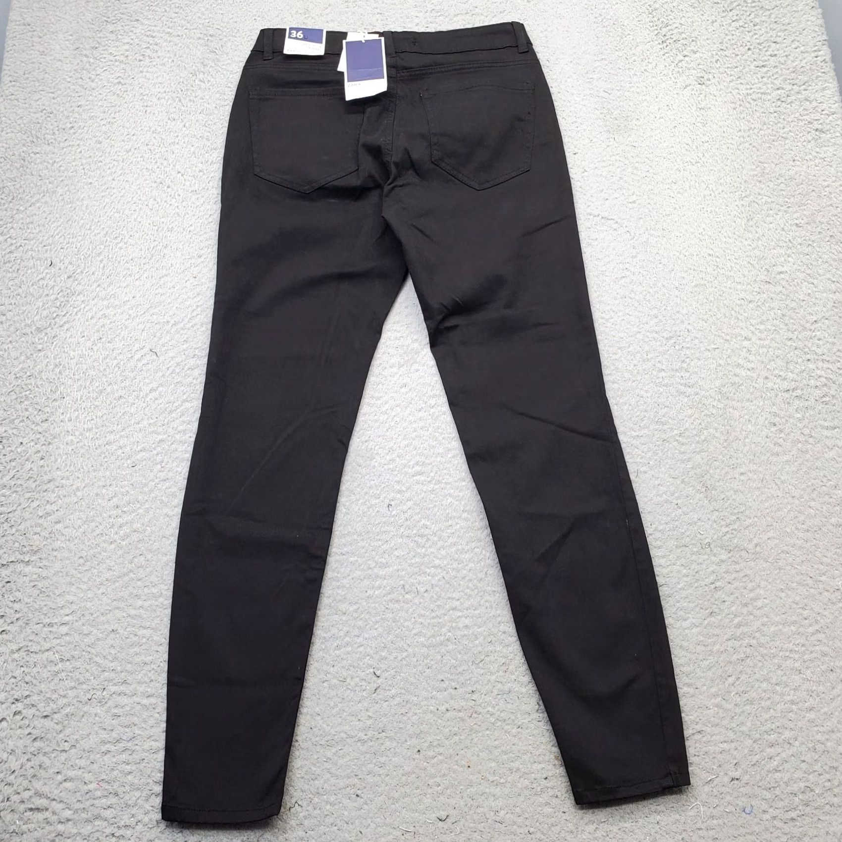 Zara Zara Womens Pants 36 Black Cotton Mid-Rise Flat Front Skinny Leg Chino Casual Flat Front Pants US Size 36 Womens Size 25" / US 0 / IT 36 - 2 Thumbnail
