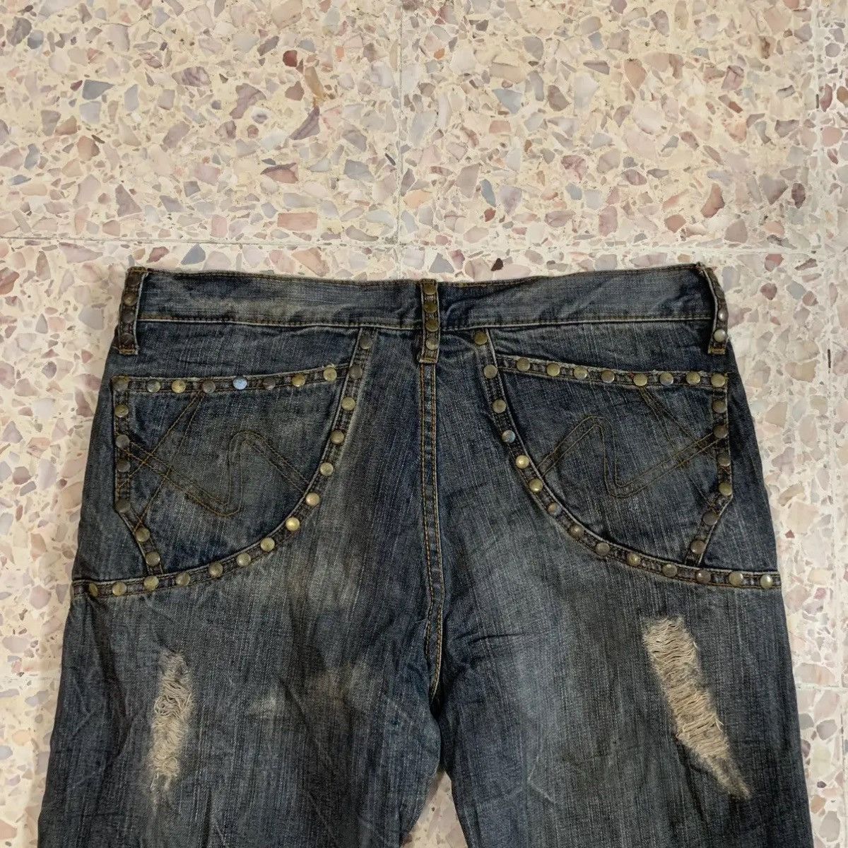 If Six Was Nine × Le Grande Bleu (L.G.B.) × semanticdesign 💥 SICKS💥SEMATIC DESIGN W30 L33 Flares Ripped Jeans Studded Size 30" / US 8 / IT 44 - 10 Thumbnail
