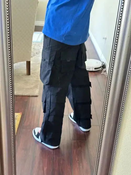 Other Elastic Waist Overalls Straight Wide Leg Oversized Trousers Size US 30 / EU 46 - 4 Thumbnail