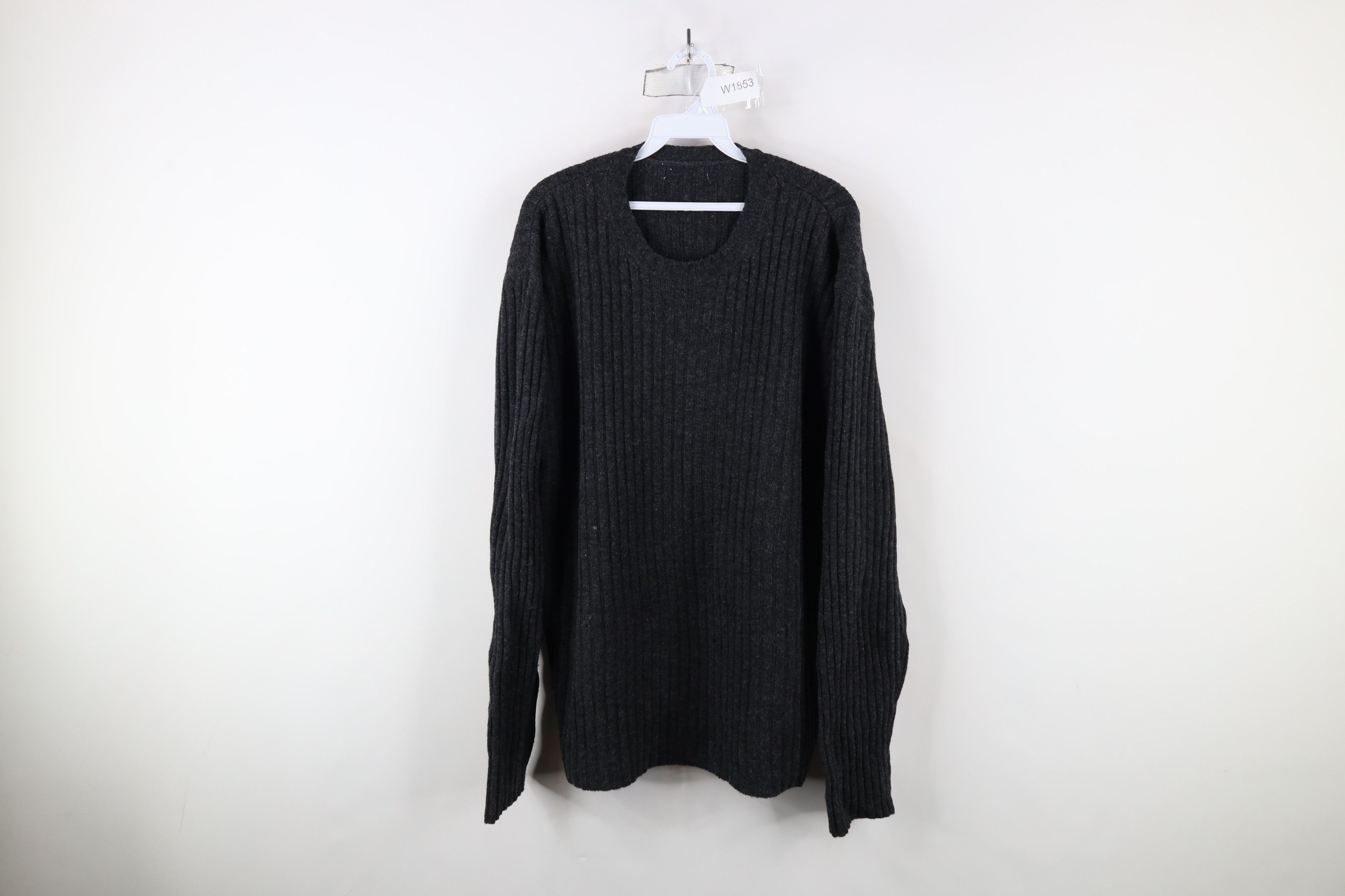 Vintage Vintage 90s Streetwear Blank Wool Ribbed Knit Sweater Gray Size US XL / EU 56 / 4 - 1 Thumbnail