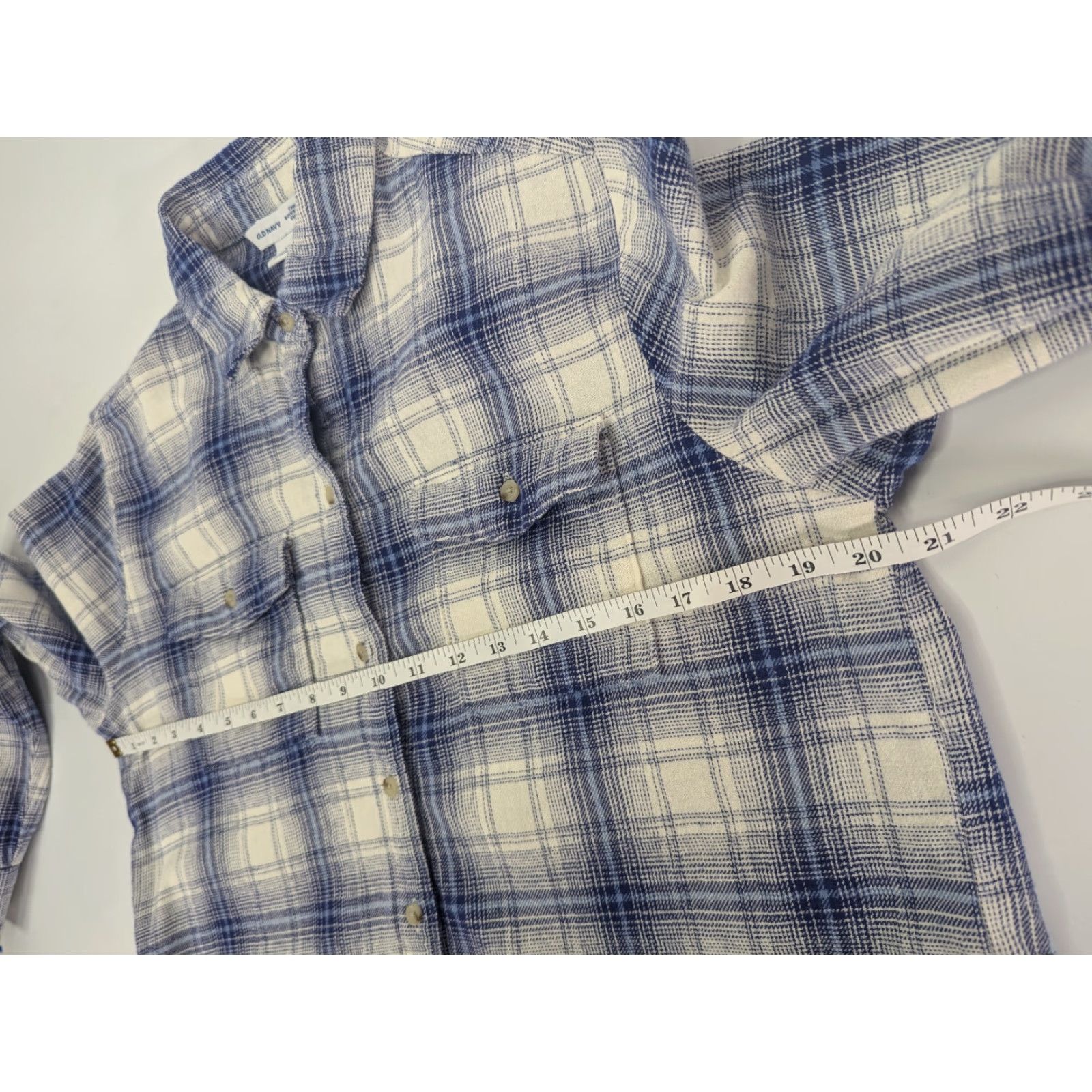 Old Navy VINTAGE Old Navy Women's Shirt XS Plaid Blue White Flannel Button-Up with Pockets Size XS / US 0-2 / IT 36-38 - 4 Thumbnail