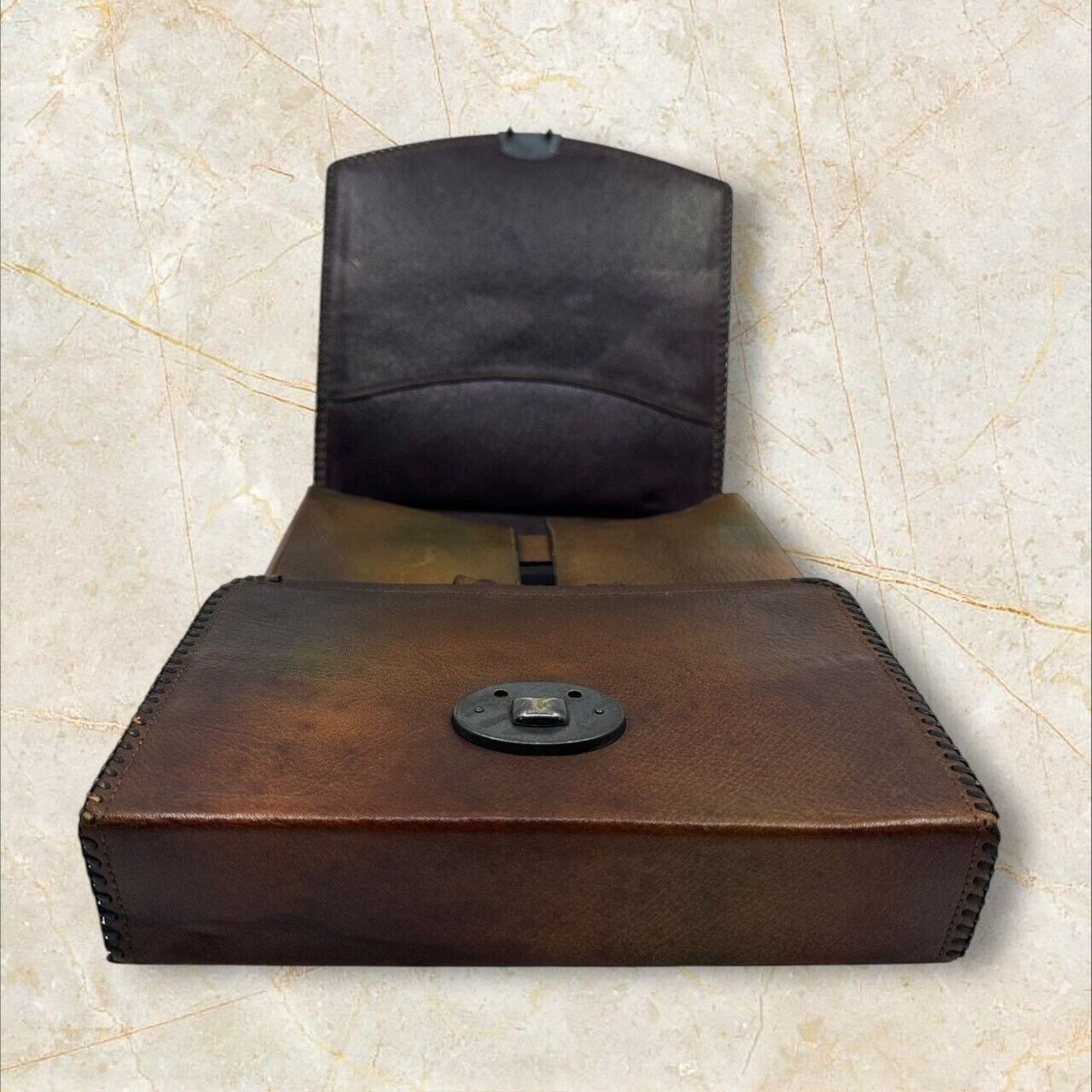 Other Vintage Mens Travel Vanity Toiletry Brown Leather Kit Case Size ONE SIZE - 2 Thumbnail