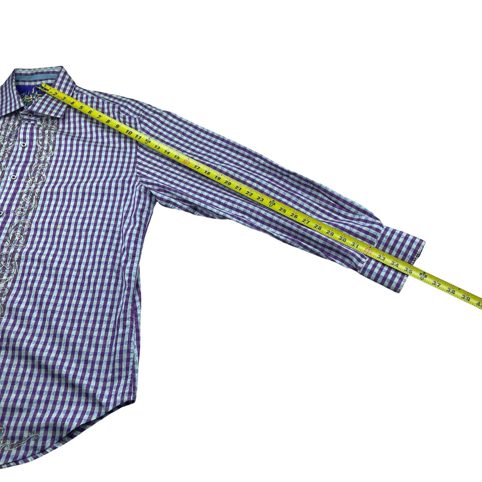 Robert Graham Robert Graham Men's Embroidered Flip Cuff Button Shirt Purpl Size US XL / EU 56 / 4 - 7 Thumbnail