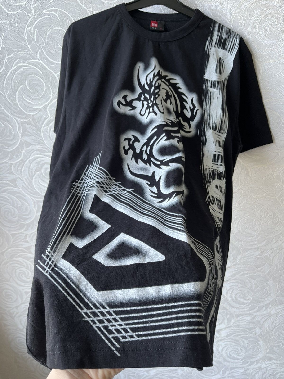Diesel × Vintage Vintage 90s Diesel Dragon Black Tee Y2K Japanese Crazy Size US XL / EU 56 / 4 - 3 Thumbnail