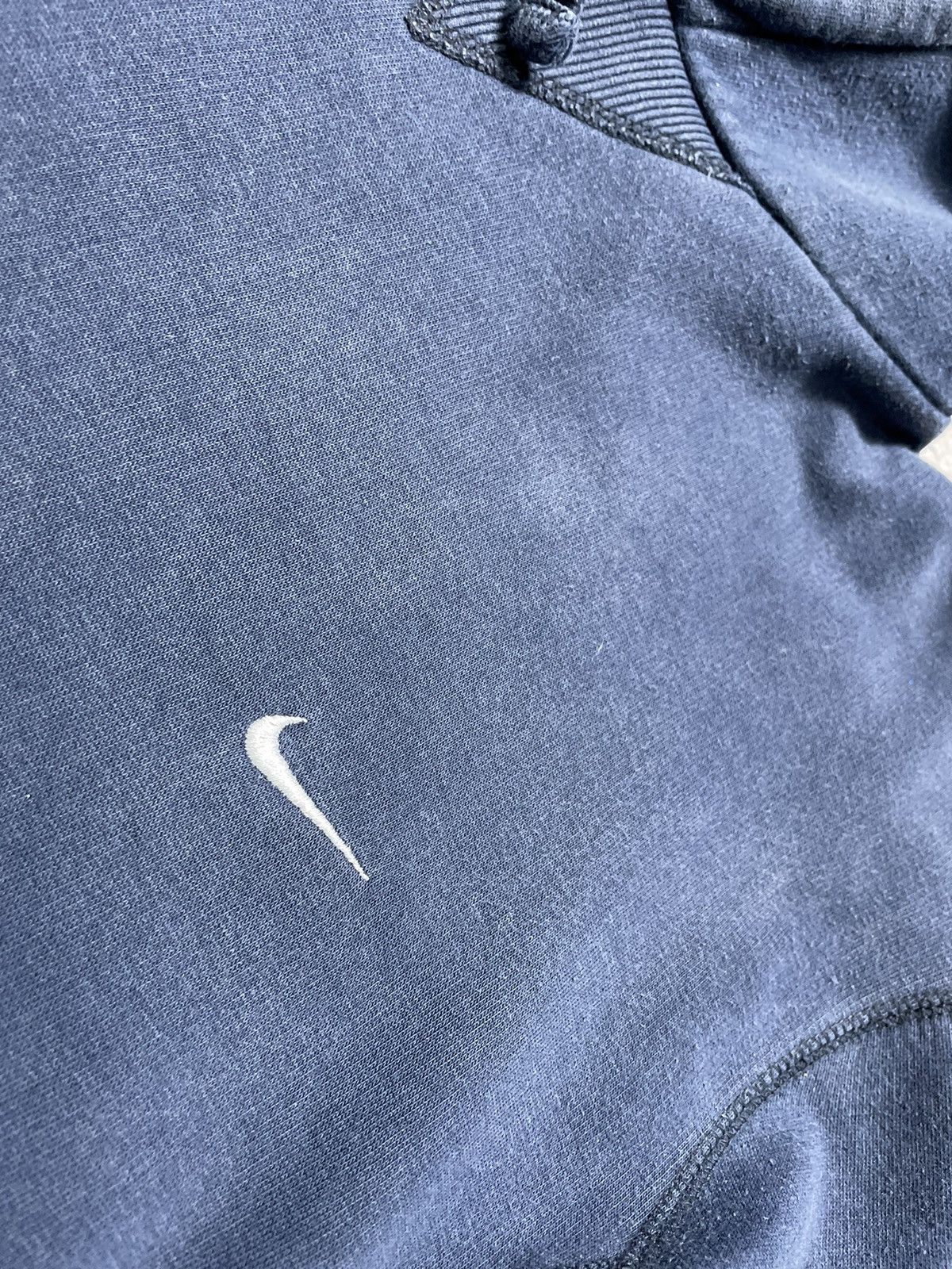 Nike × Vintage Vintage Nike Mini Swoosh Logo Drill Hoodie Y2K Navy Size US L / EU 52-54 / 3 - 6 Thumbnail