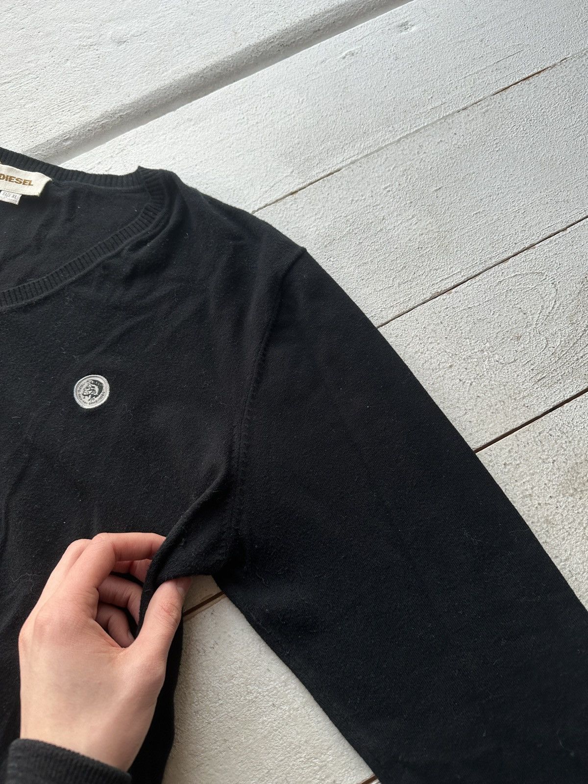 Diesel 🚨Vintage AVANT-GARDE Diesel SWEATER D metal logo Y2K gothic Size US XL / EU 56 / 4 - 4 Thumbnail