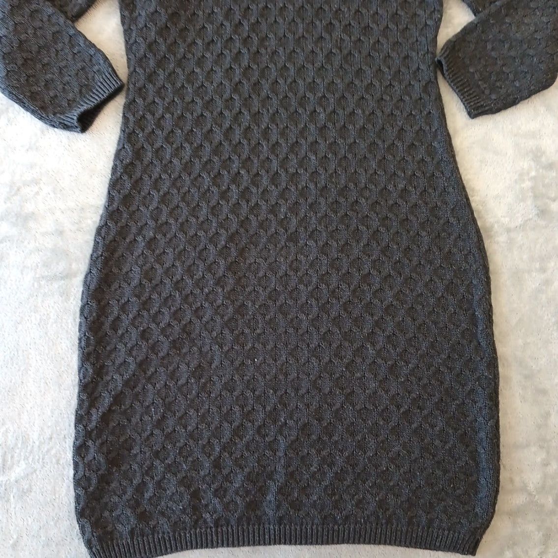Calvin Klein Calvin Klein Sweater Dress M Gray Chunky Knit Long Sleeve Turtleneck Womens Knee Length Pullover Dry Clean Only Knit Stretch Regular Size M / US 6-8 / IT 42-44 - 4 Thumbnail