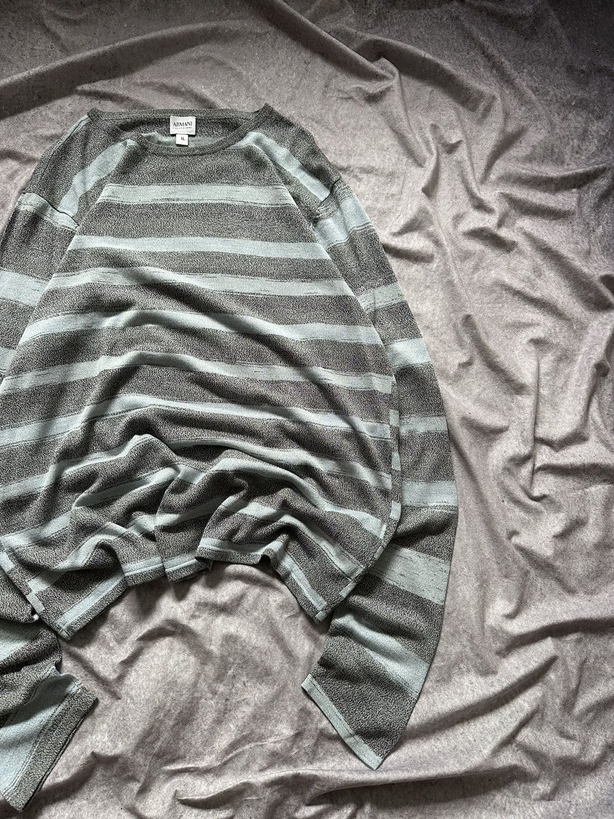 Armani Collezioni Armani Collezioni Mens Gingham Sweater XL Gray Blue Size US XL / EU 56 / 4 - 3 Thumbnail