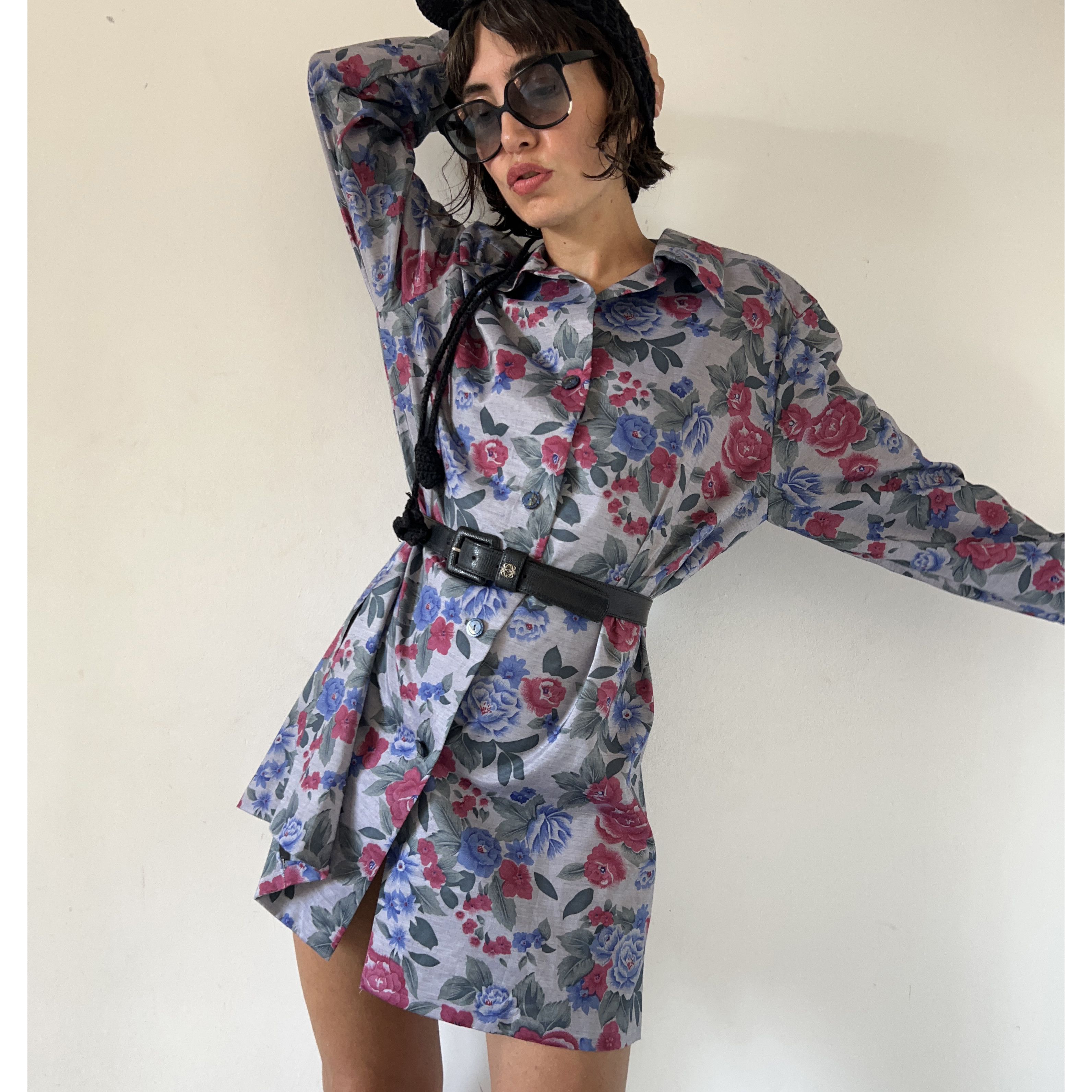 Vintage Vintage 90s Floral Satin Blaze Size L / US 10 / IT 46 - 1 Thumbnail