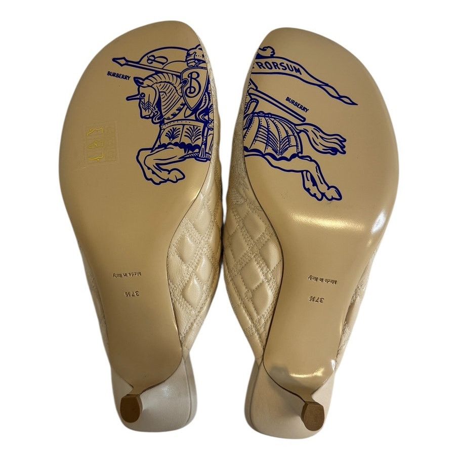 Burberry NEW Burberry Beige Quilted Embroidered Glove Mule Shoes 37.5 Size US 7 / IT 37 - 7 Thumbnail