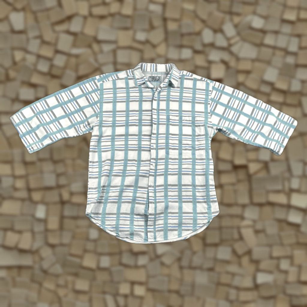 Vintage VINTAGE Tomato Zack Morris Shirt Adult MEDIUM White Plaid 3/4 Sleeve Button-Up 90s Mens Size US M / EU 48-50 / 2 - 1 Thumbnail