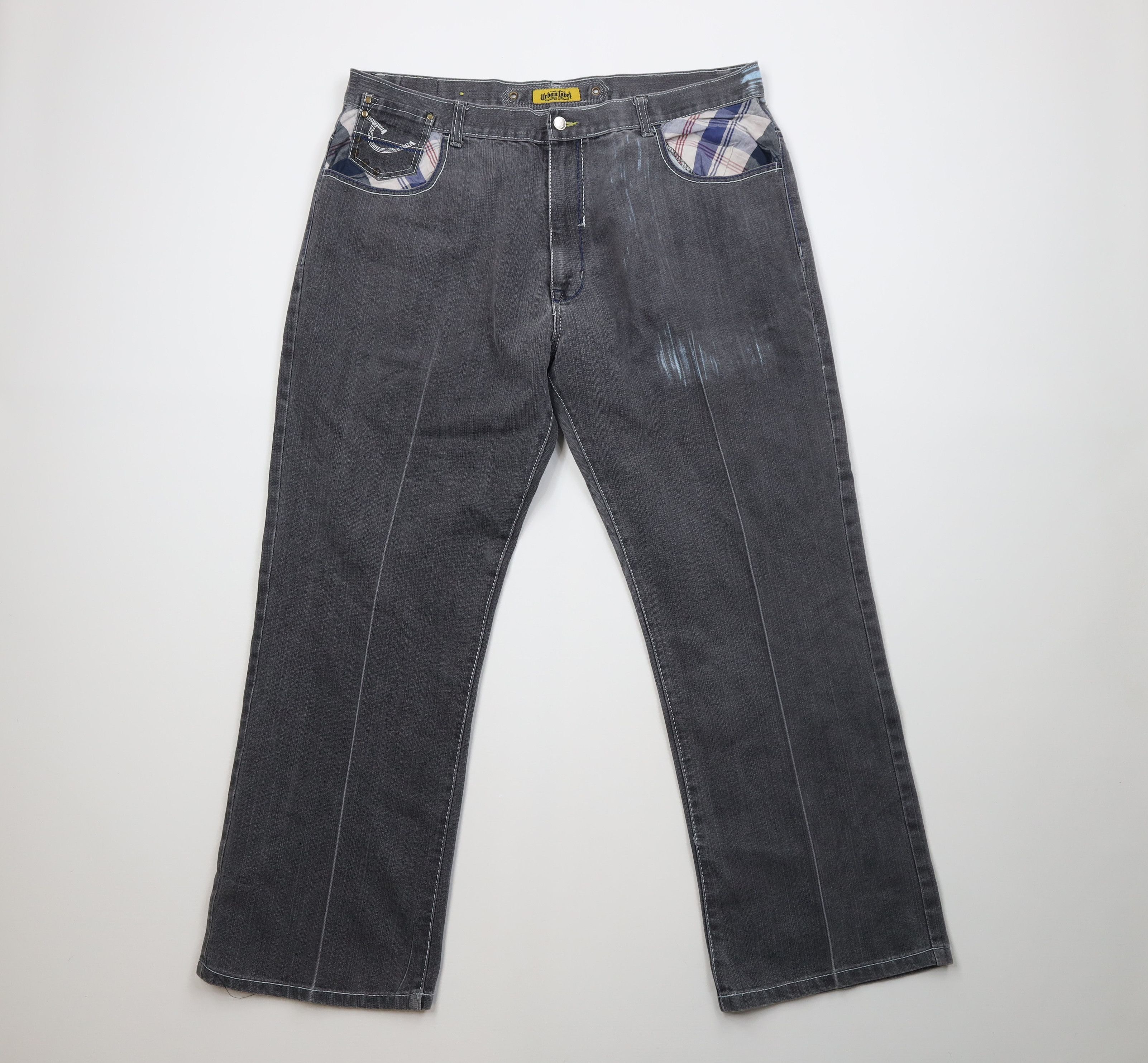 Vintage Vintage 90s Y2K Streetwear Wide Leg Denim Jeans Plaid Gray Size US 40 / EU 56 - 1 Thumbnail