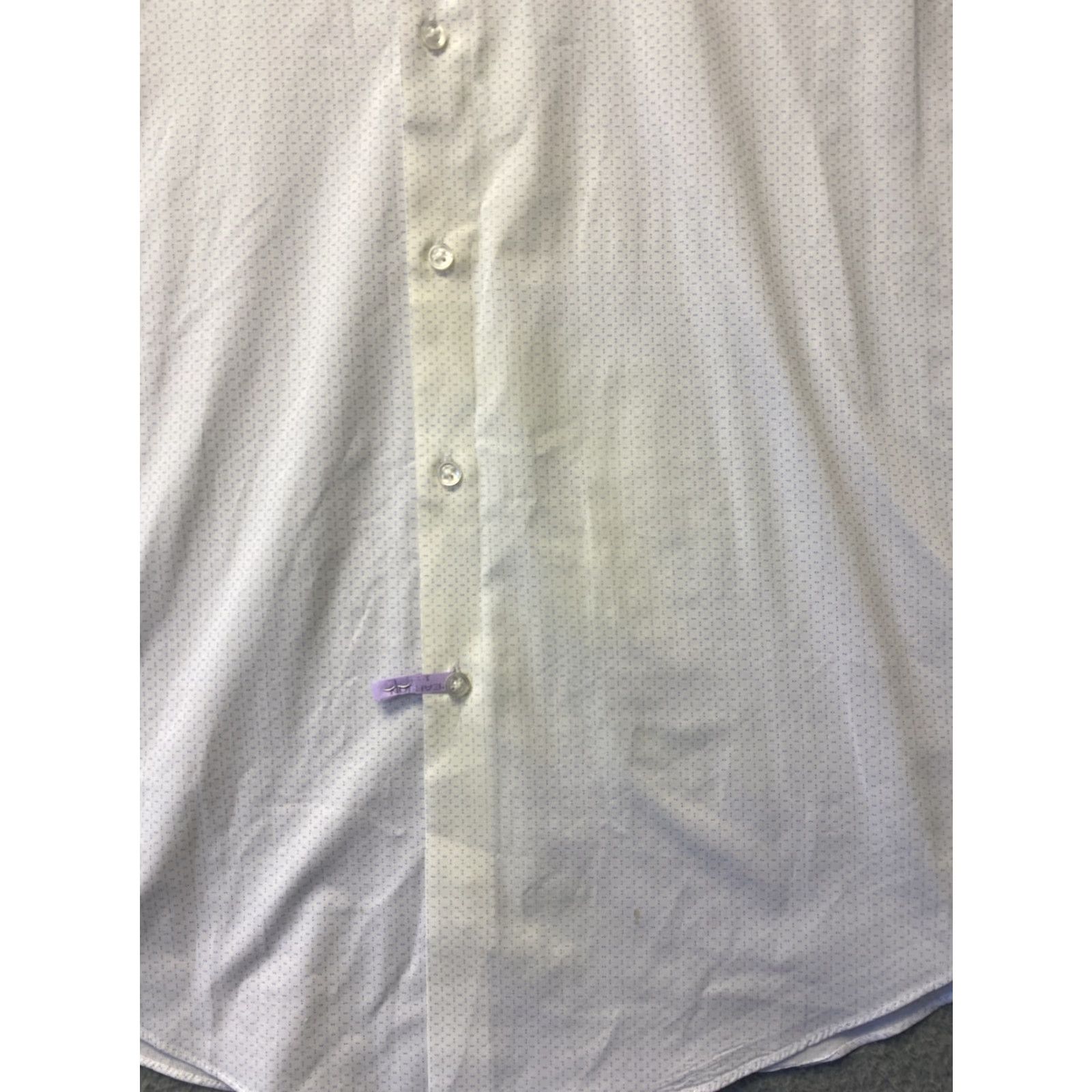 Calvin Klein Calvin Klein Shirt Slim Men's 17 34/35 White blue Long Sleeve Button-Up Collared Spread Button Men 105-6 Size US XL / EU 56 / 4 - 2 Thumbnail