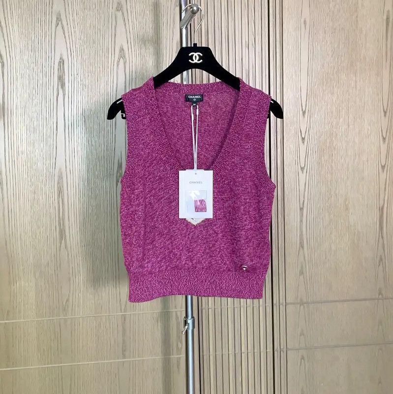 Chanel Spring Autumn Purple Cashmere Logo Sweater 0089