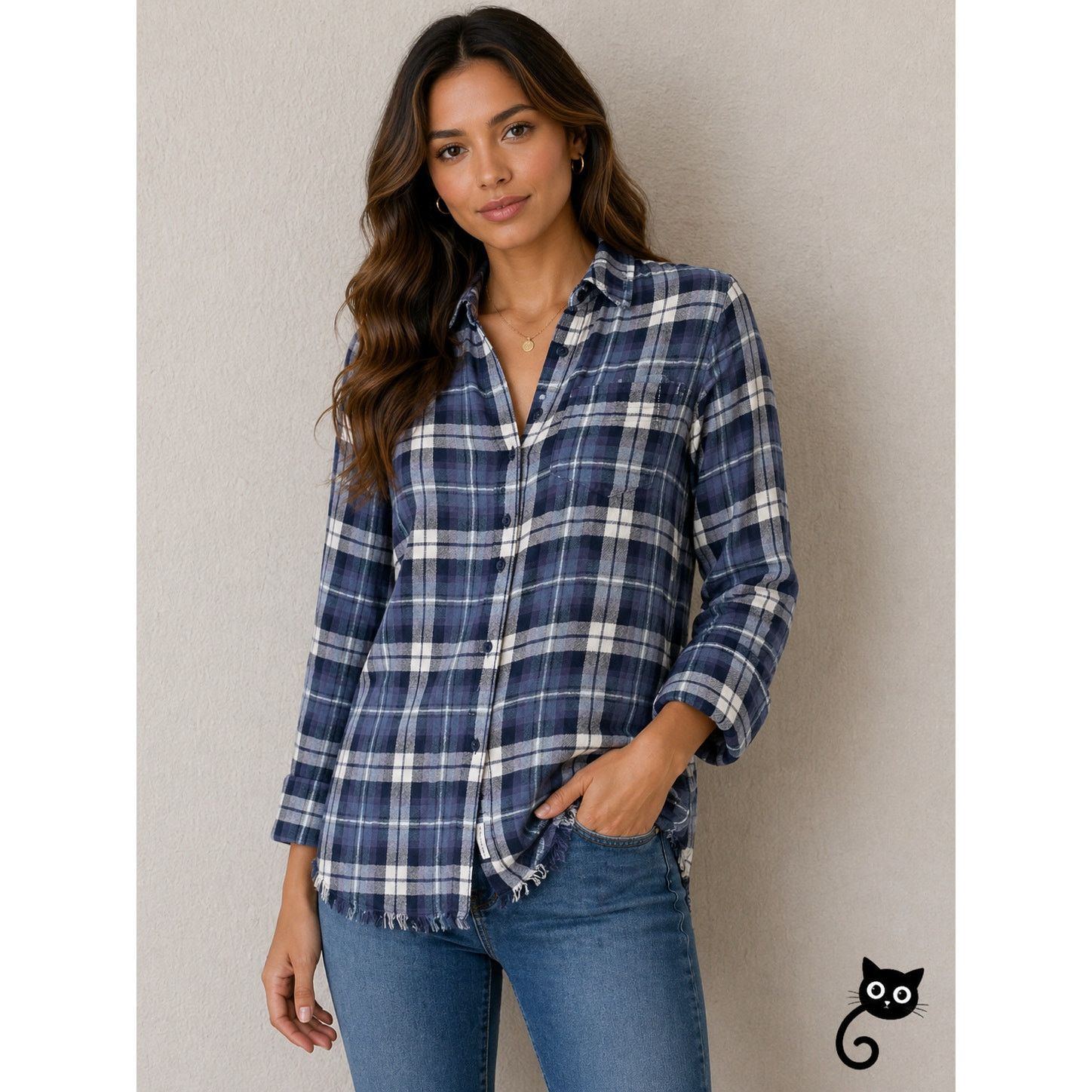 Other The Blue Shirt Shop Blue Plaid Button Down Long Sleeve Shirt Size XS / US 0-2 / IT 36-38 - 3 Thumbnail