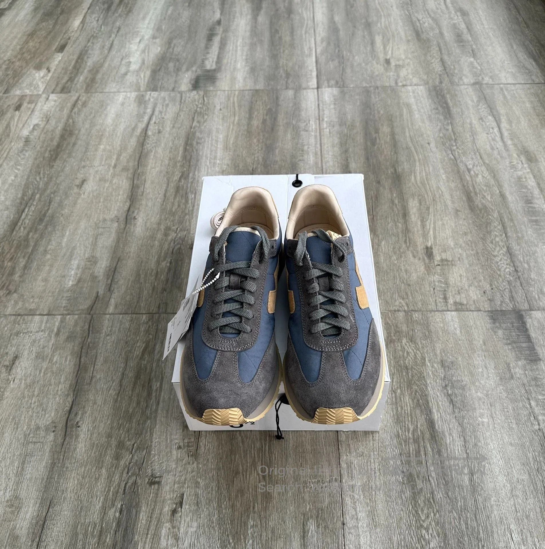 visvim fkt runner blue italian leather sneakers.