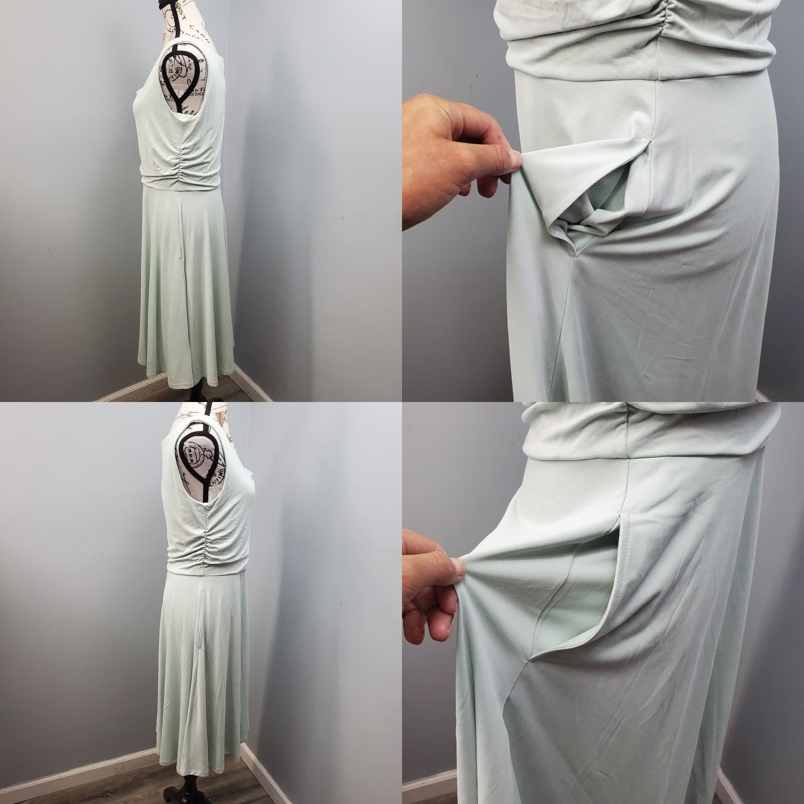 Lands' End Lands' End Fit & Flare Dress Small Mint Green Sleeveless Side Ruched Women Size S / US 4 / IT 40 - 8 Thumbnail