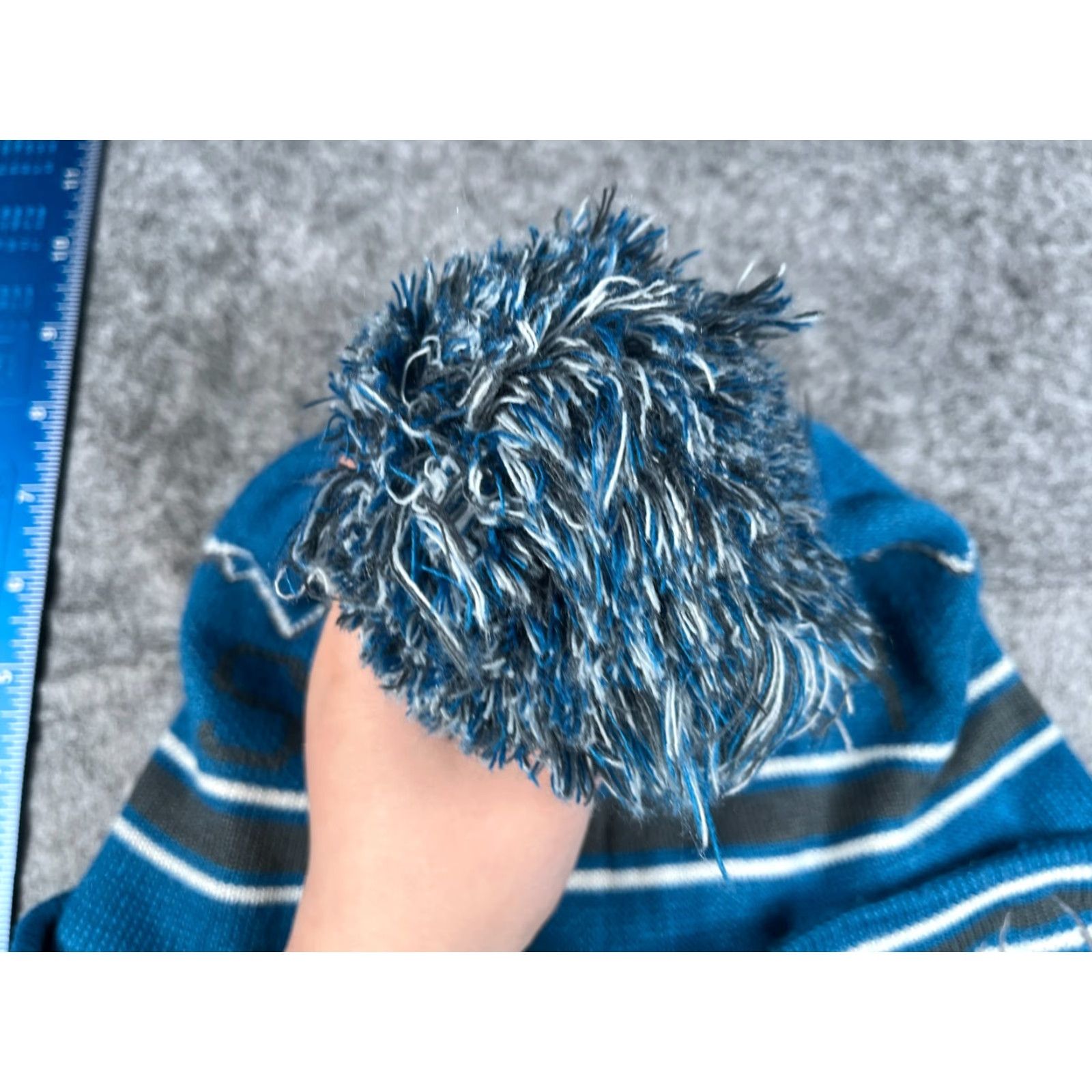 Spyder Spyder Beanie Toque Adult One Size Blue Stripe Knit Acrylic Poly Mountains Pom Size ONE SIZE - 4 Thumbnail