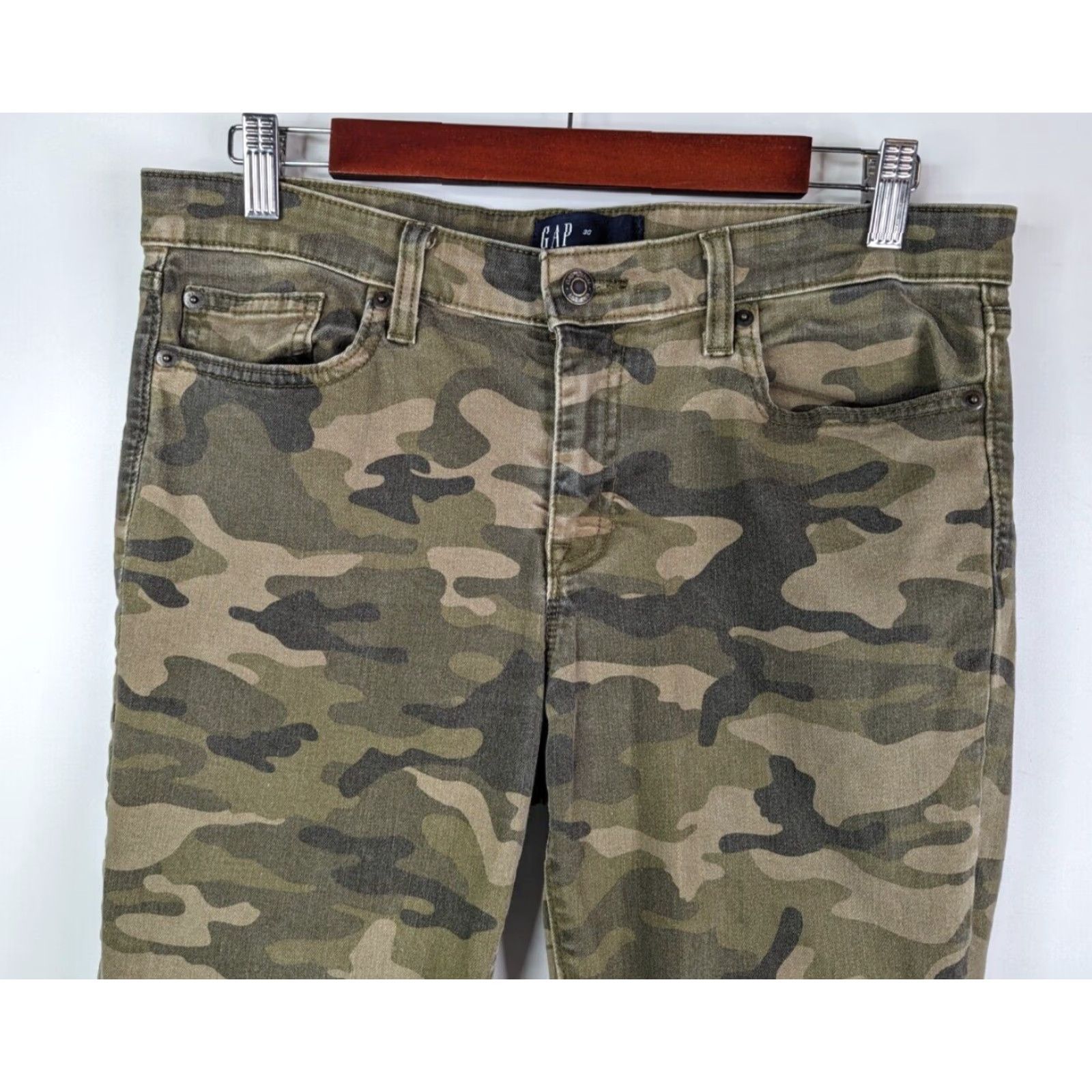 Gap VINTAGE Gap Denim Green Camo Legging Ankle Skinny 5 Pocket Stretch Pants Women's Size 30 Size 30" / US 8 / IT 44 - 2 Thumbnail