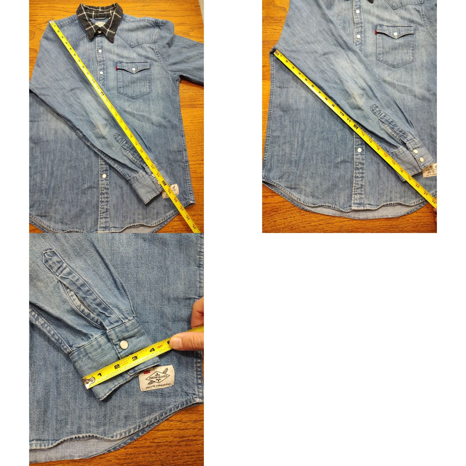 Levi's LEVIS x Justin Timberlake Mens Button-Up Shirt Western Pearl Snap Denim Blue M Size US M / EU 48-50 / 2 - 8 Thumbnail