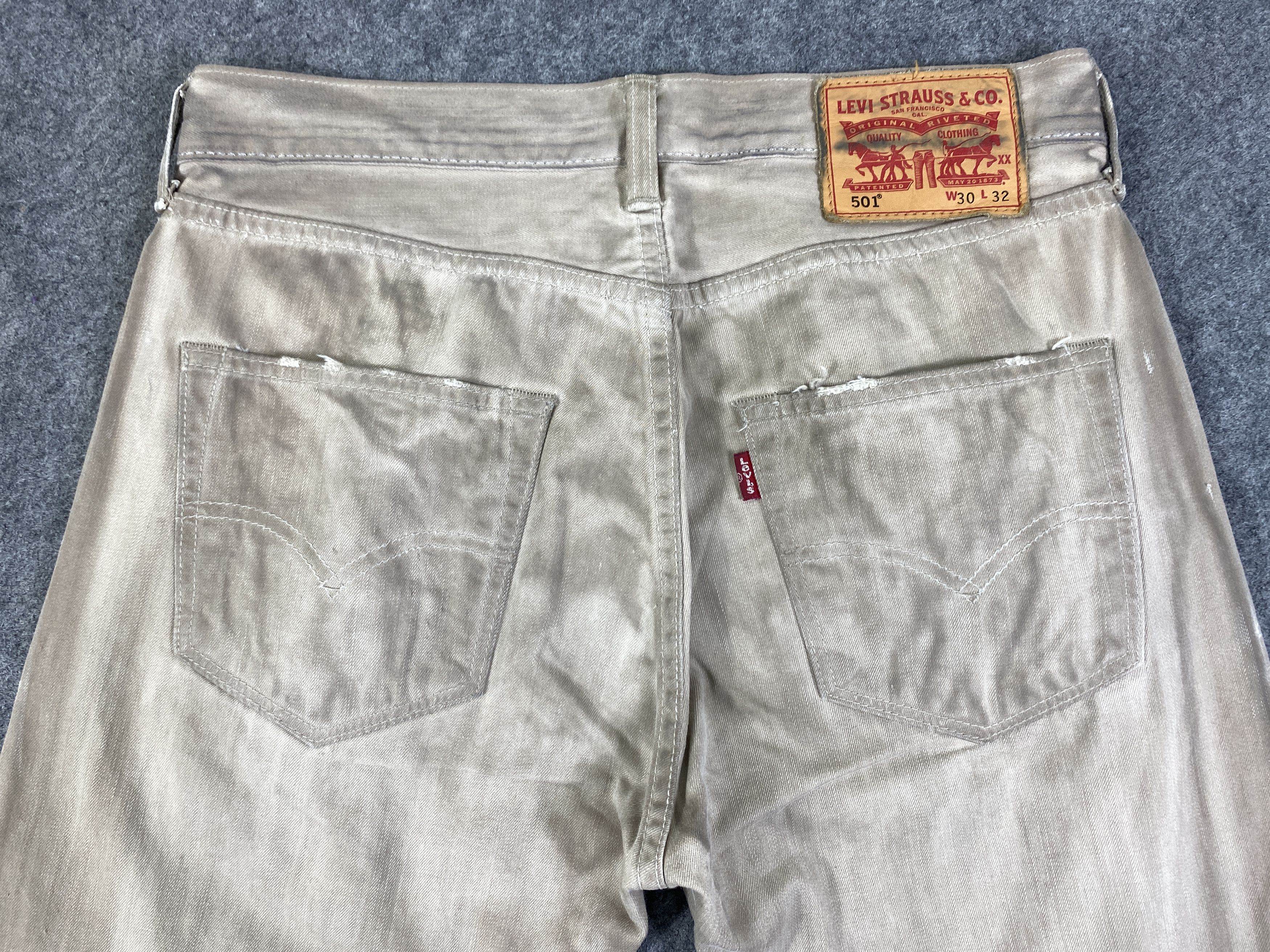 Levi's Dirty Khaki Vintage Levis 501 Jeans 30x25.5 - JN3180 Size US 30 / EU 46 - 4 Thumbnail