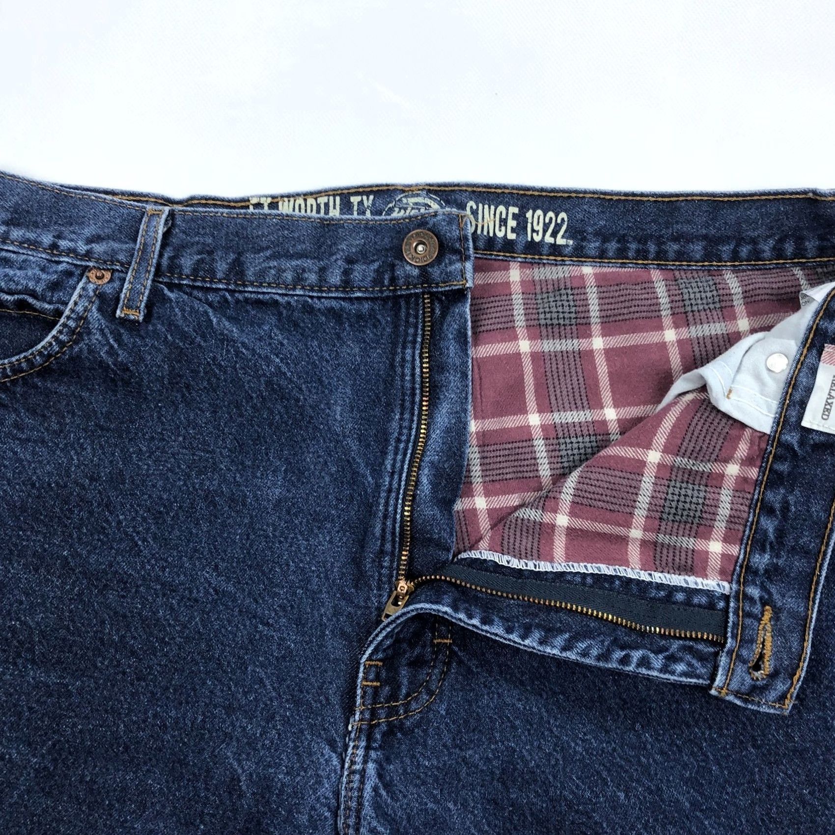 Dickies Dickies Jeans 38x32 Relaxed Fit Flannel Lined Dark Wash Blue Denim Shirt? Size US 38 / EU 54 - 2 Thumbnail