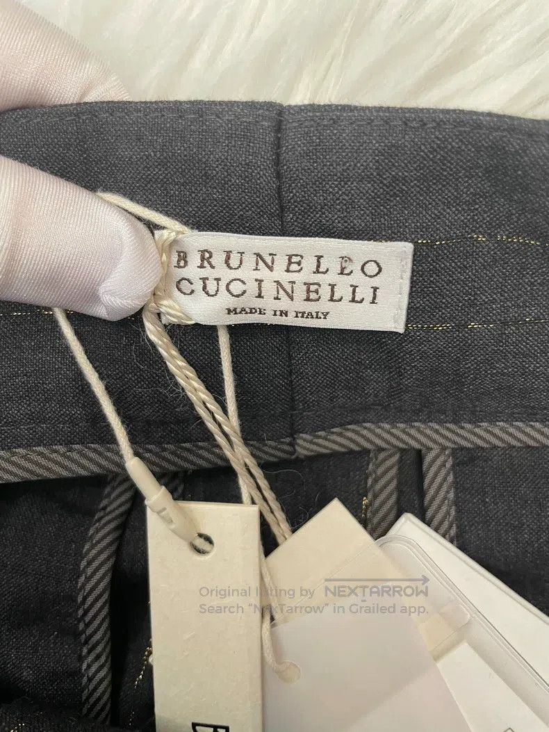 Brunello Cucinelli Brunello Cucinelli Black and Grey Gold Thread New Wool Tro Size 27" / US 4 / IT 40 - 3 Thumbnail