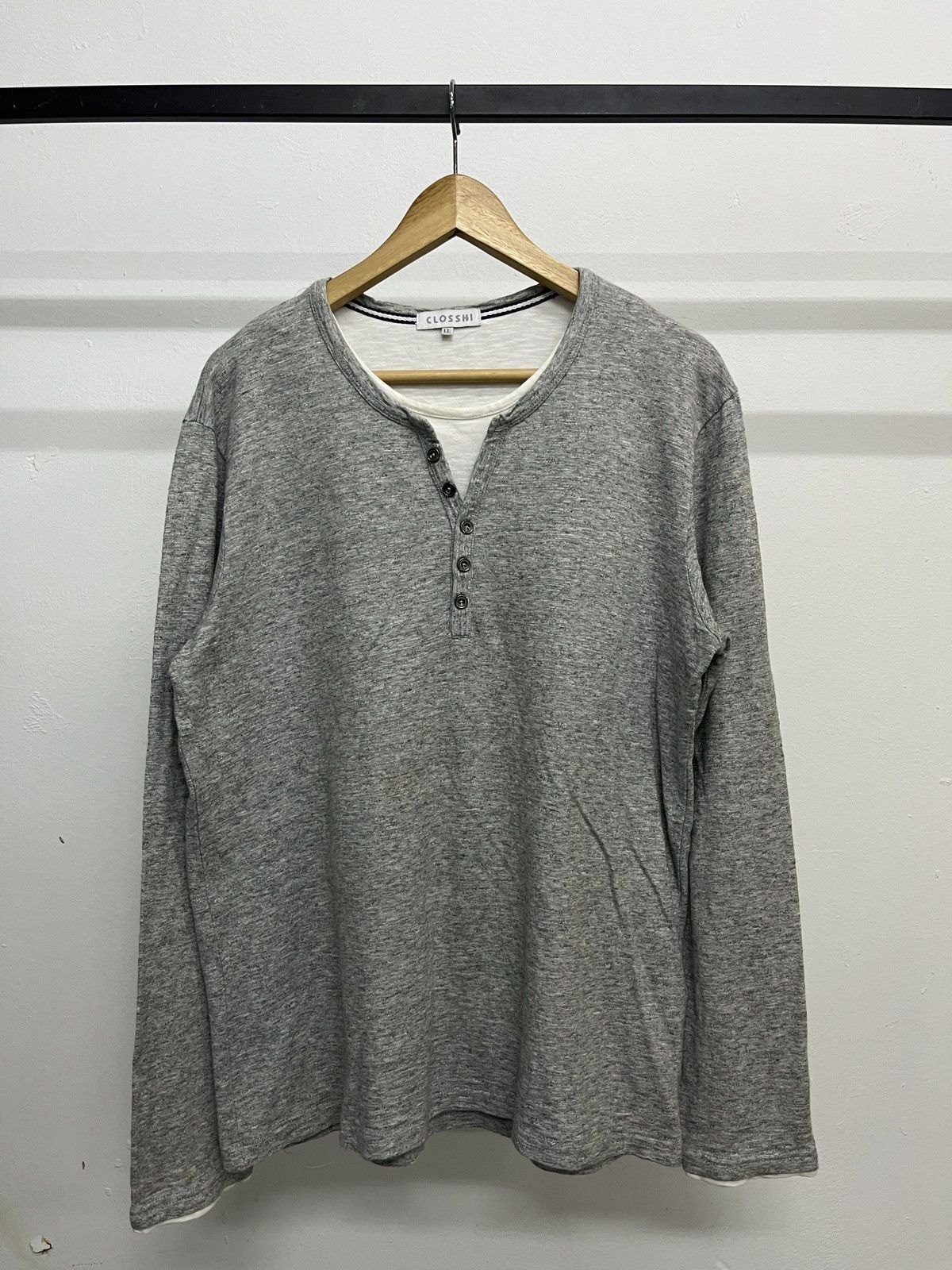 Japanese Brand Japanese Double Layer Henley Tshirt Raf Simons Style Size US L / EU 52-54 / 3 - 8 Thumbnail