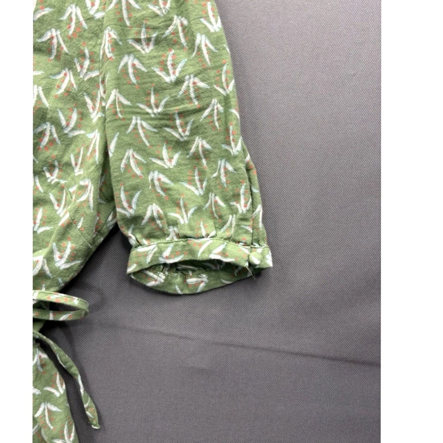 Lucky Brand Lucky Brand Wrap Peplum Top Women Green Botanical Leaf Print Short Sleeve XS Size XS / US 0-2 / IT 36-38 - 4 Thumbnail