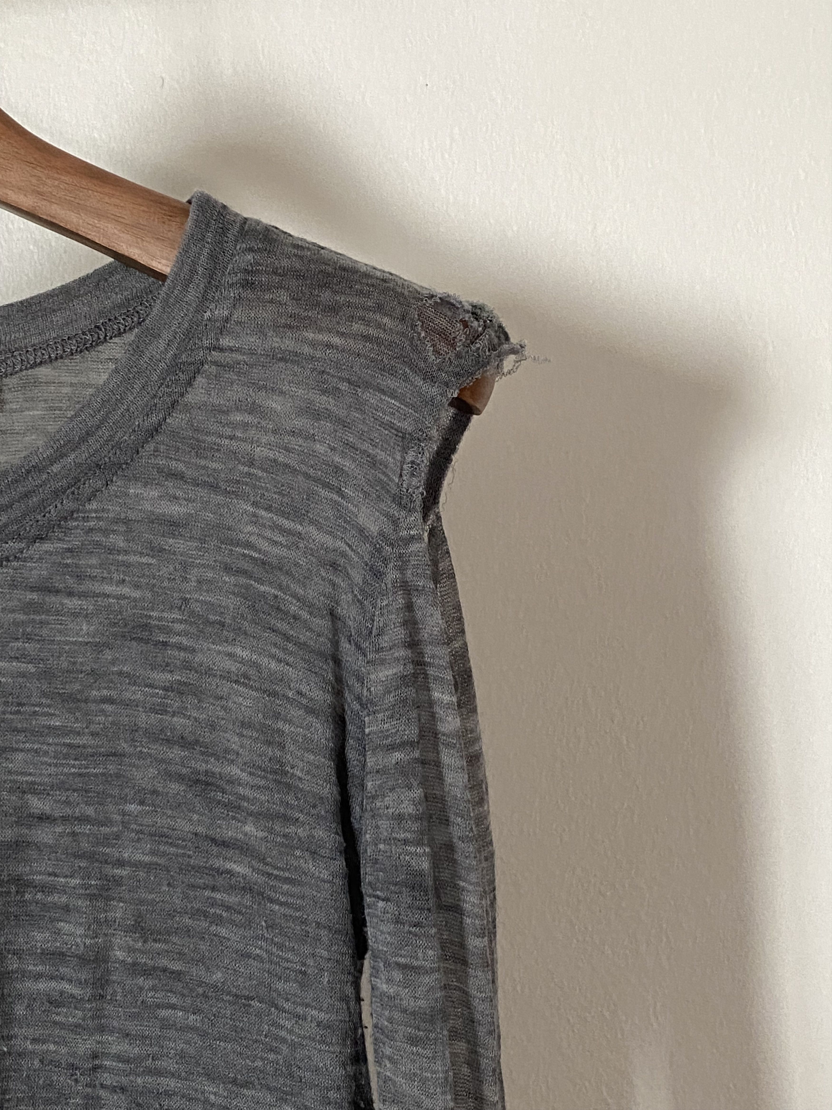 Distressed Extra long sleeve knit ribbed, view 3