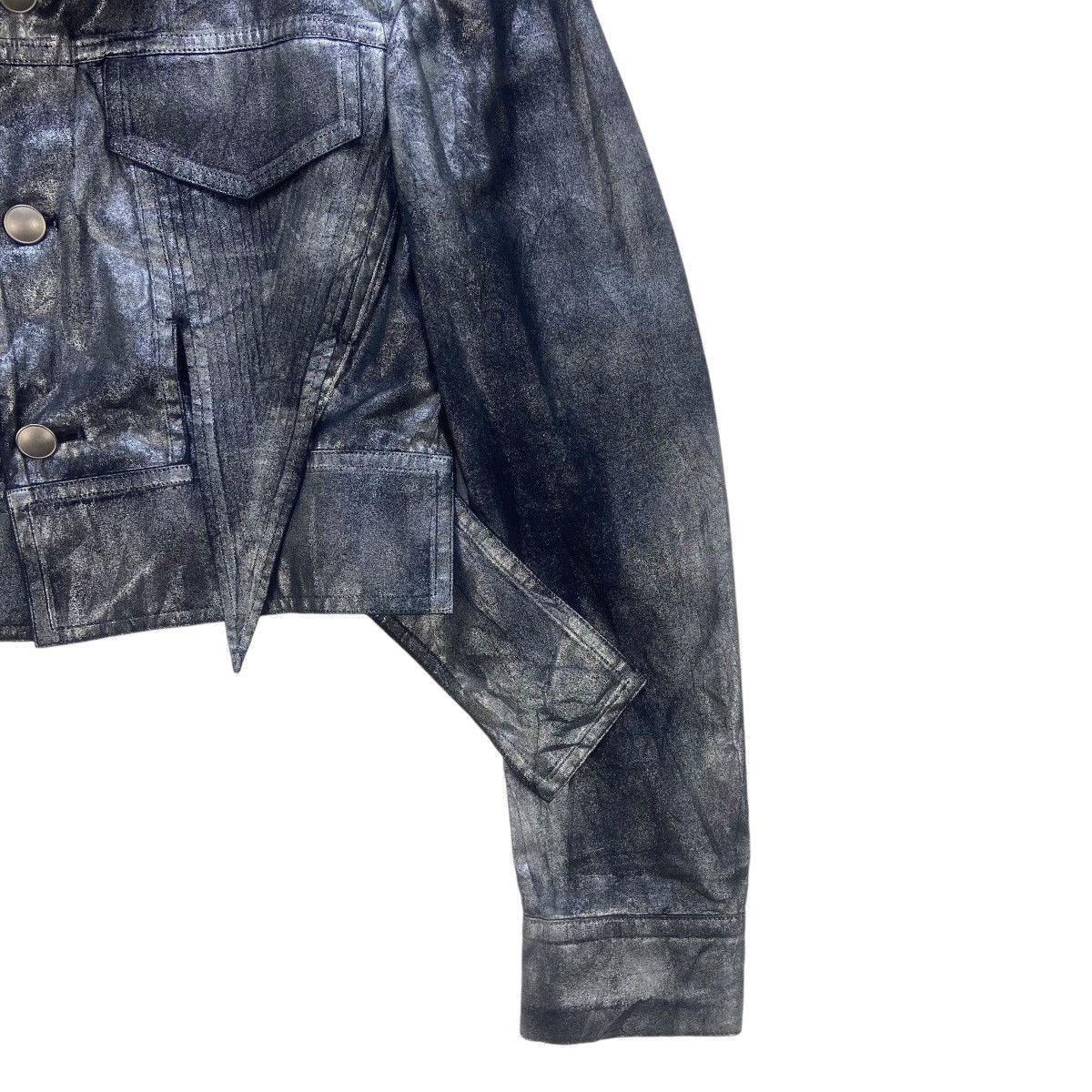 Designer × Yohji Yamamoto 🔥Yohji Yamamoto Silver Metallic Foil Cropped Jacket Size S / US 4 / IT 40 - 7 Thumbnail