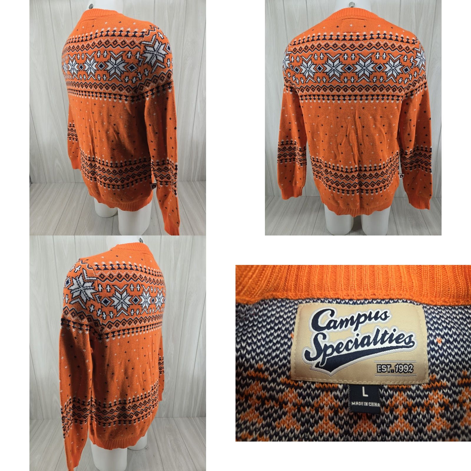 Vintage VINTAGE Campus Specialties Auburn Tigers Holiday Sweater Unisex Adults Crew Neck Long Sleeve 3D Argyle Orange L Fits Size US L / EU 52-54 / 3 - 8 Thumbnail
