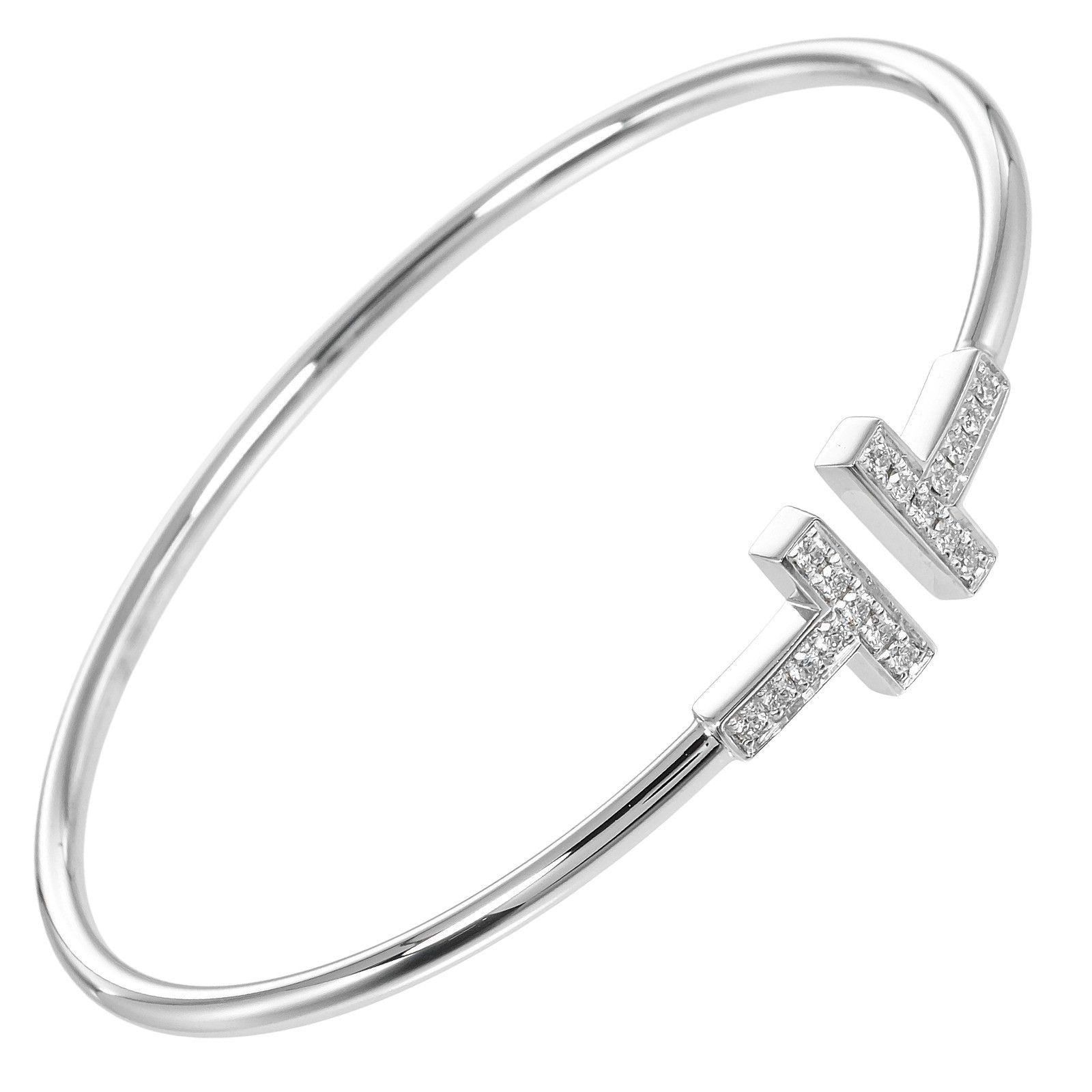 Tiffany & Co. Tiffany & Co. T Wire Bracelet 18K White Gold with Diamonds Size ONE SIZE - 1 Thumbnail