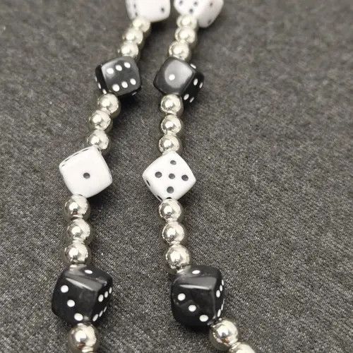 Japanese Brand Retro Bilayer Black White lucky Dice Baccarat Pearl Chain Size ONE SIZE - 6 Thumbnail