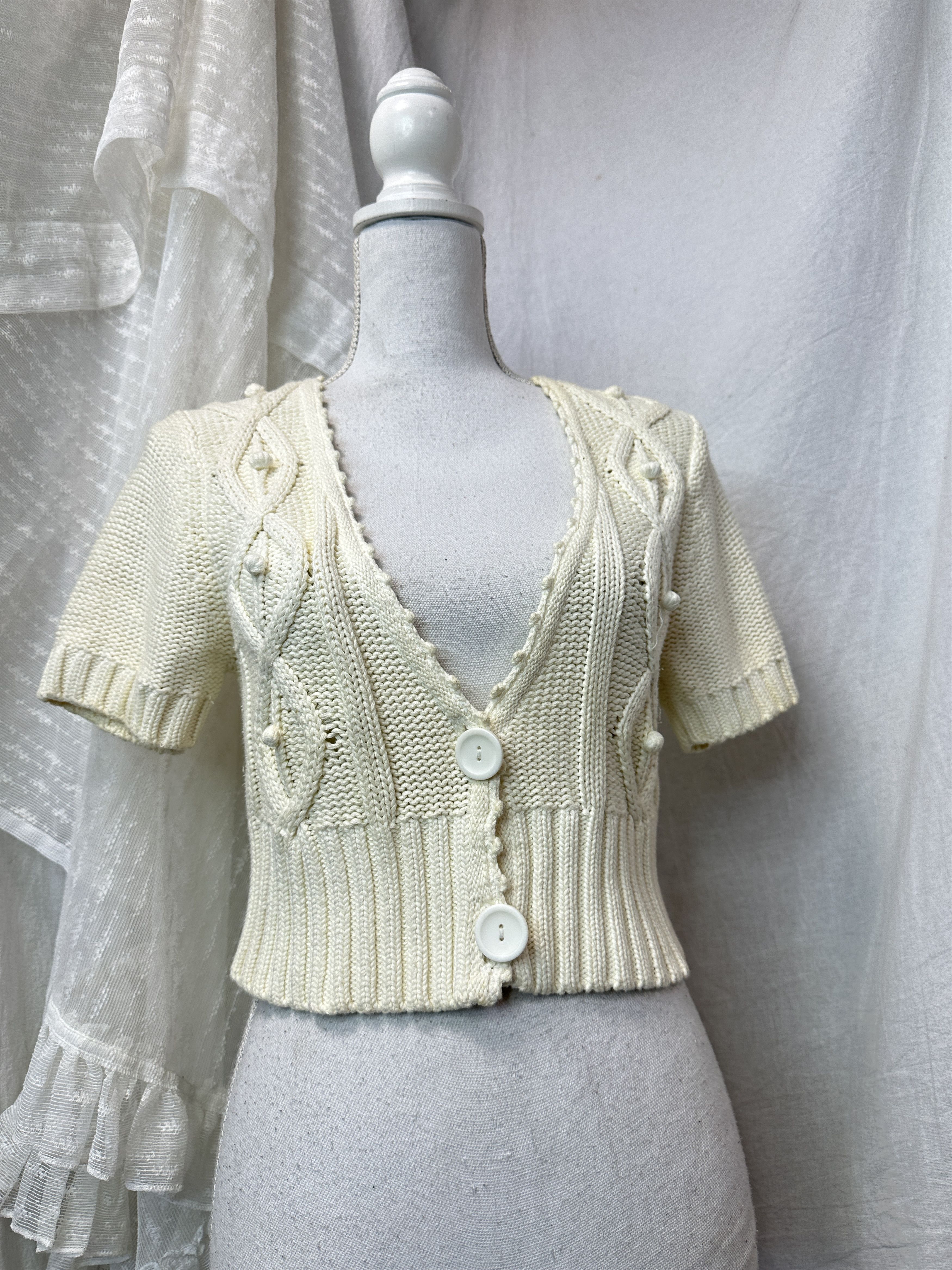 Vintage Vintage Cottage Buttoned Short Sleeve Cardigan 00s Size S / US 4 / IT 40 - 1 Thumbnail