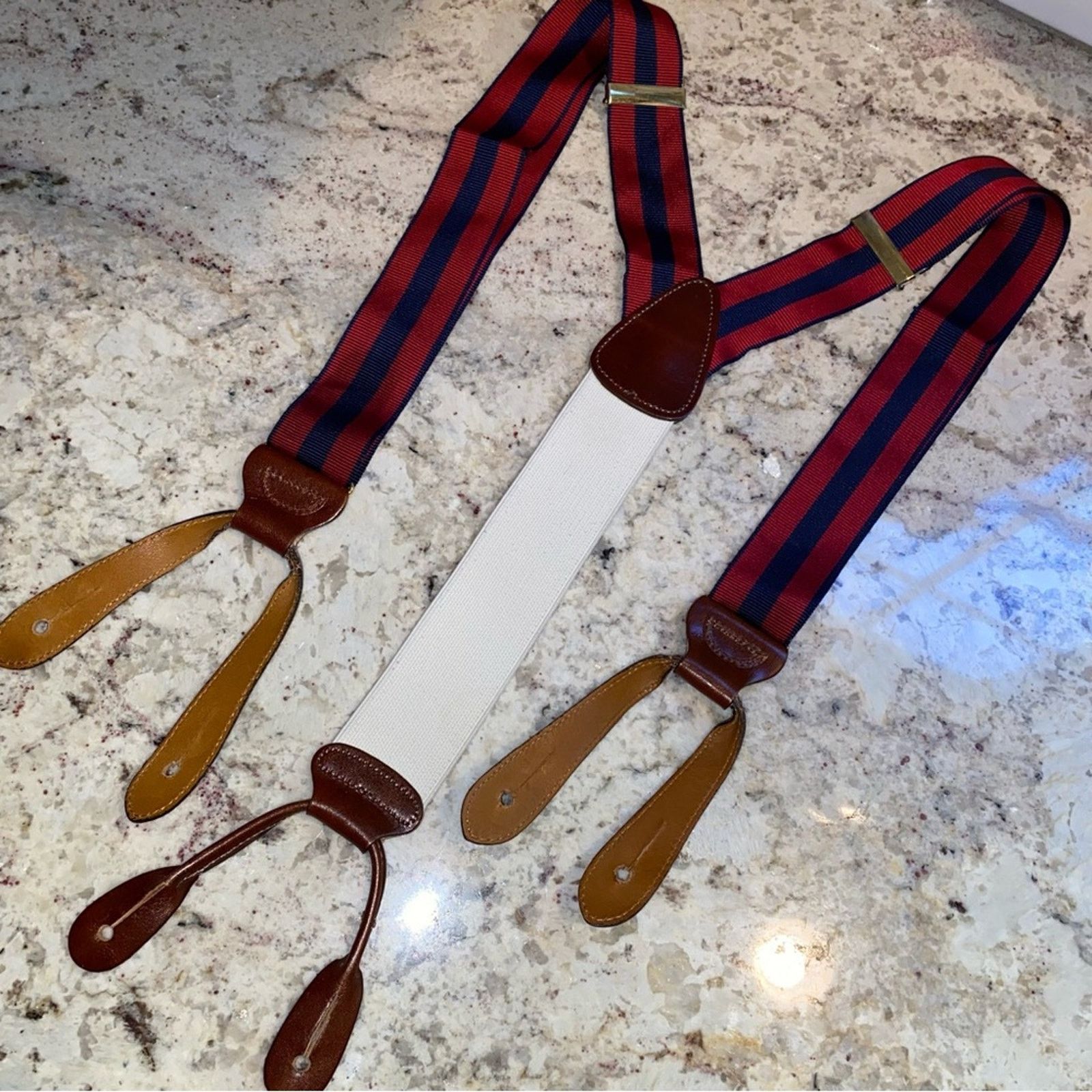 Trafalgar Trafalgar $99 Striped Non Stretch Ribbon Button Braces Size ONE SIZE - 2 Thumbnail