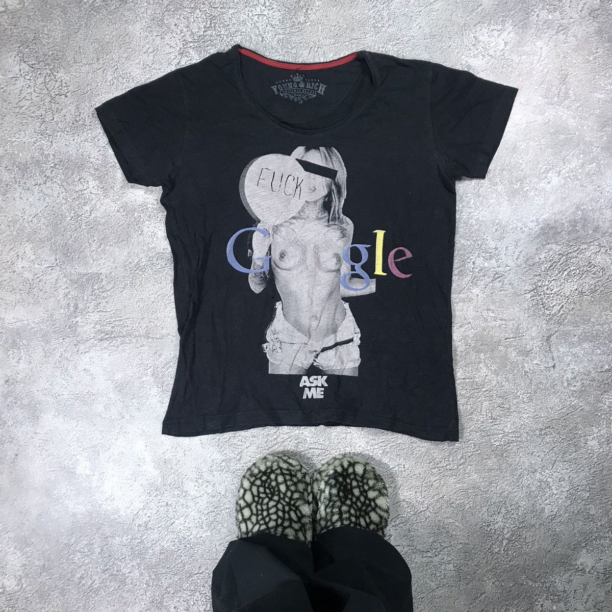 早割切符 Humor ME ASK GOOGLE FUCK Y2K VINTAGE Vintage × Streetwear × トップス