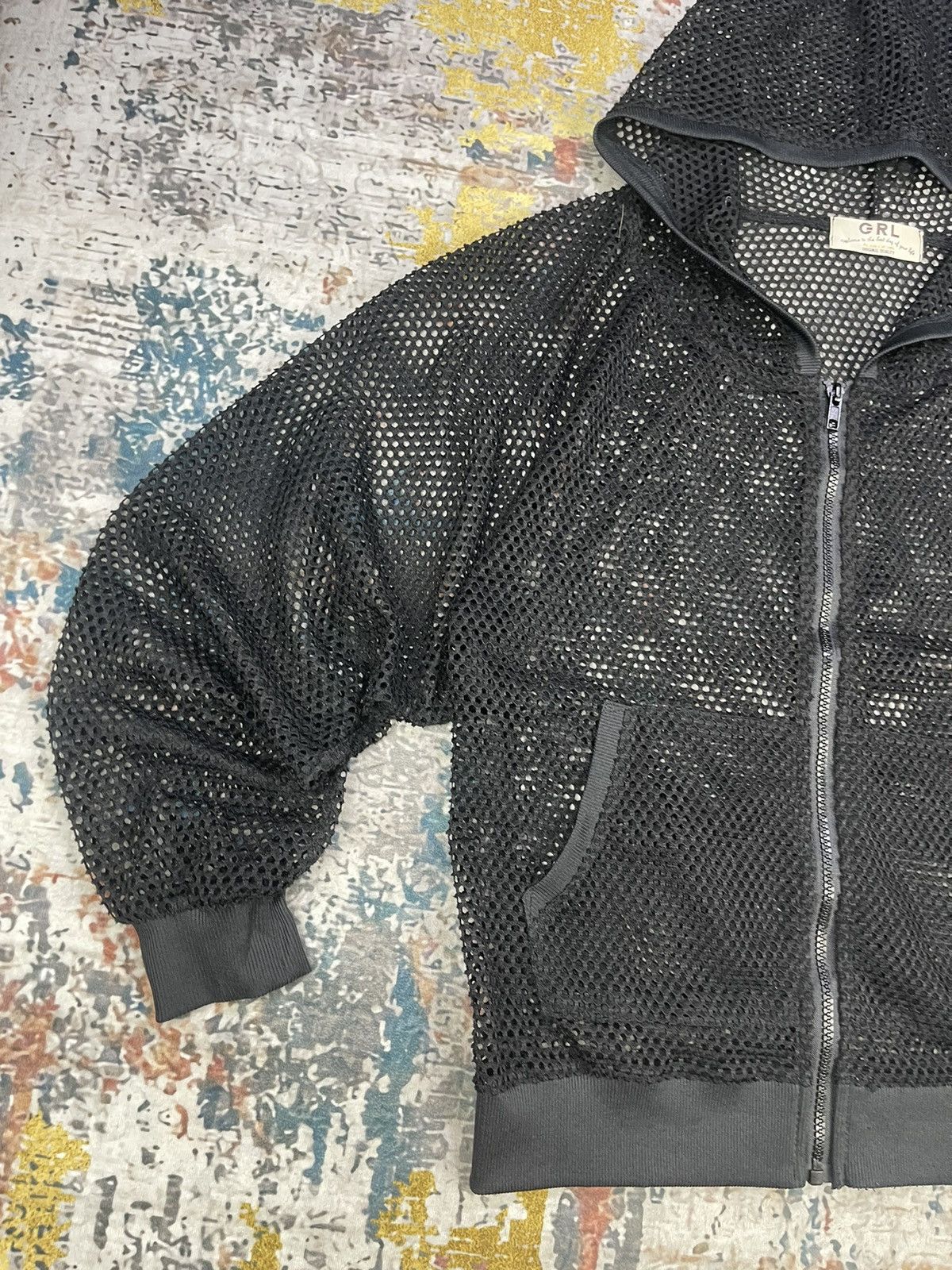 GRLFRND HYPE🔥 GRL Fish Net Black Zipper Hoodies Size L / US 10 / IT 46 - 3 Thumbnail
