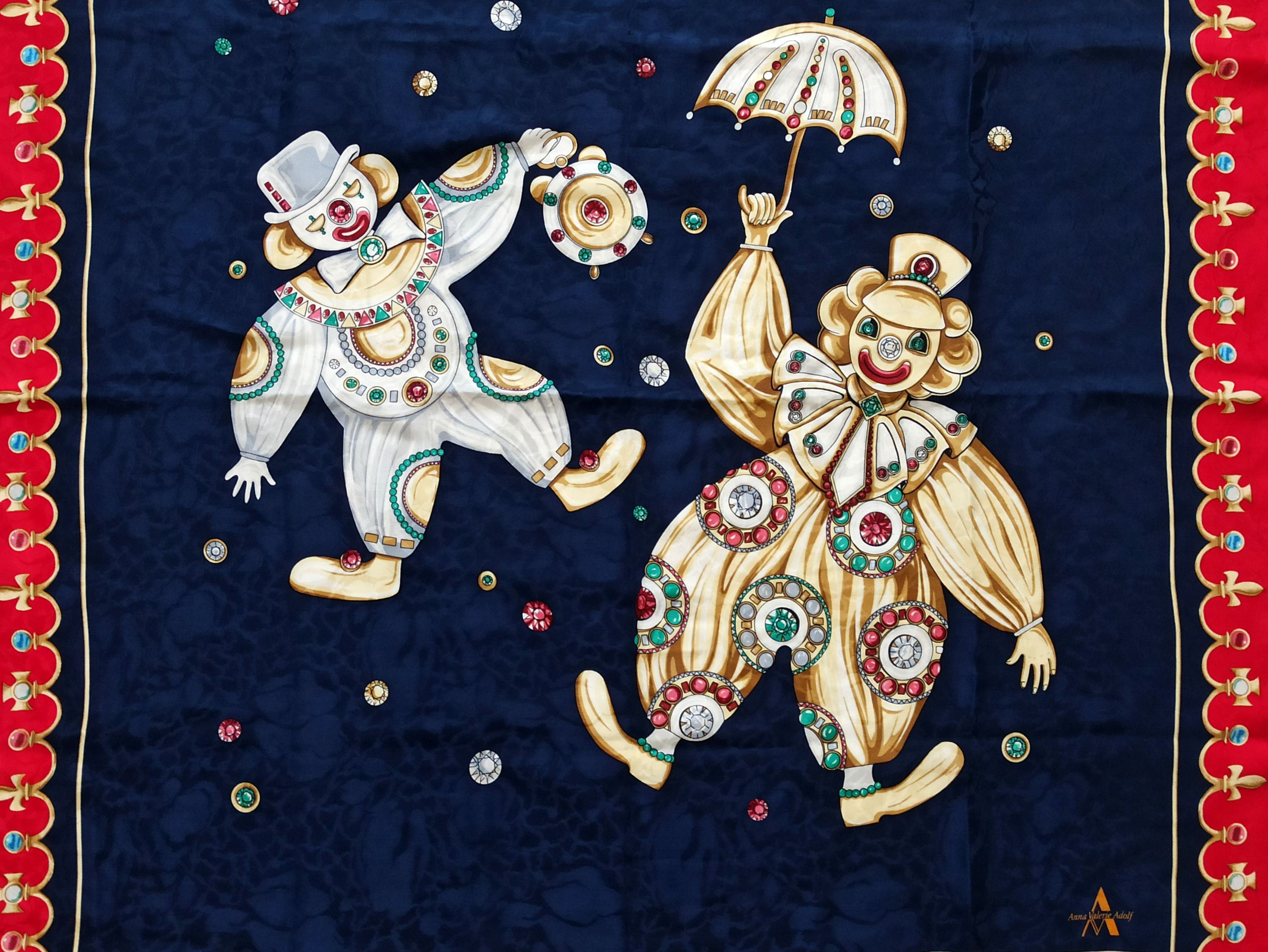 Other Anna Valerie Adolf Archival Silk Jacquard Scarf Clown Size ONE SIZE - 2 Thumbnail
