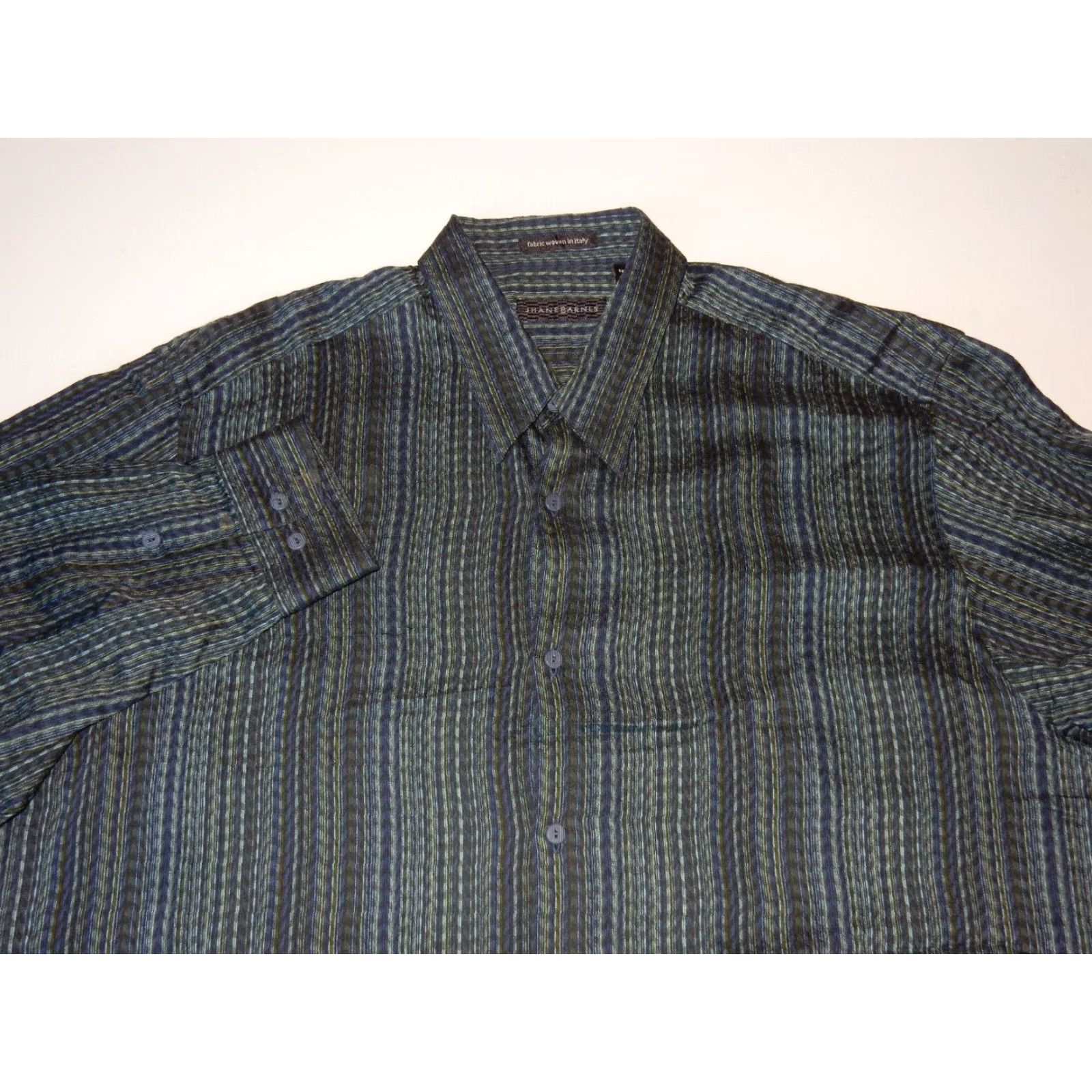 Vintage VINTAGE Jhane Barnes Men's Long Sleeve Button-Up Shirt XL Green Men Size US XL / EU 56 / 4 - 2 Thumbnail