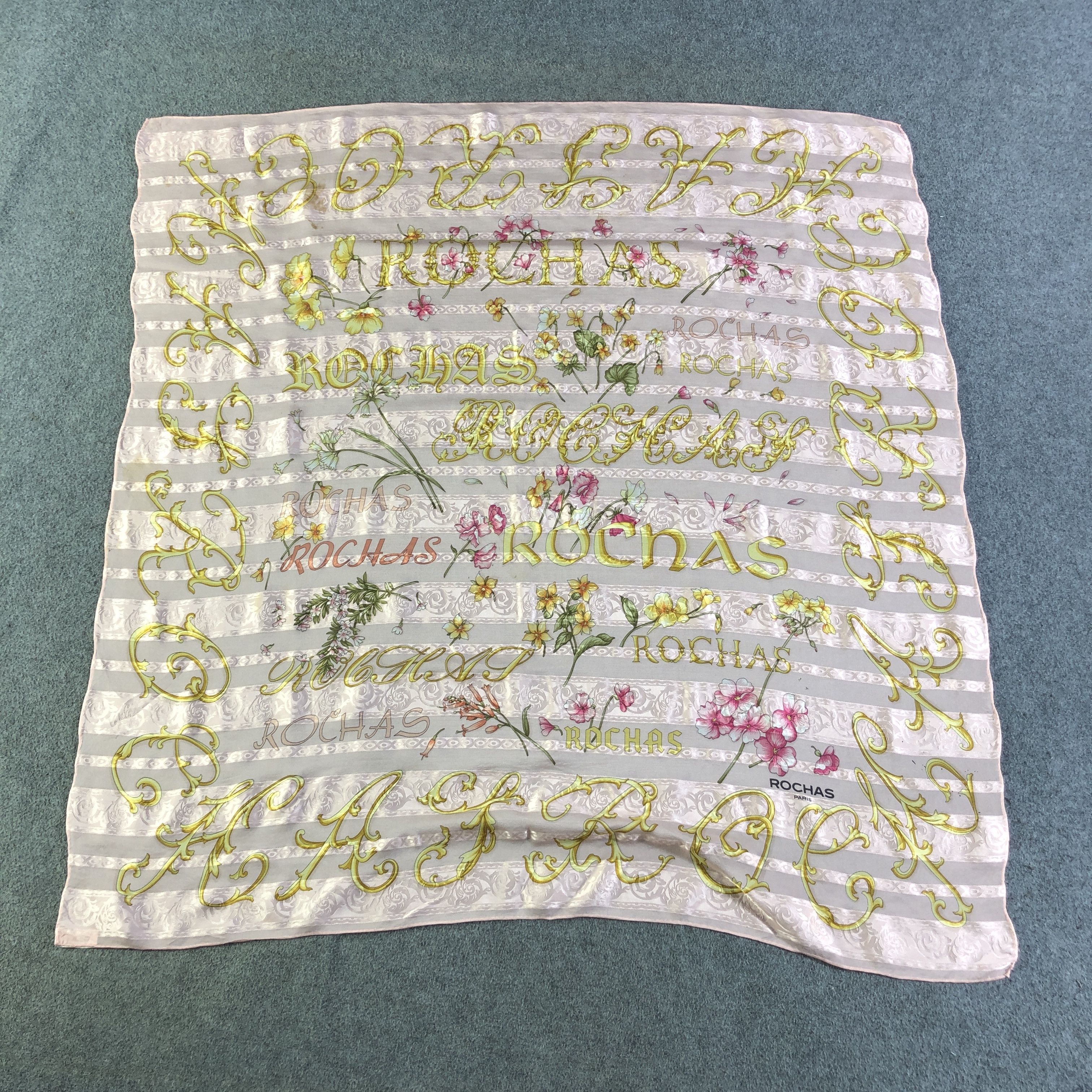 Vintage Rochas Floral Hand Rolled Silk Scarf M1139 Size ONE SIZE - 2 Thumbnail