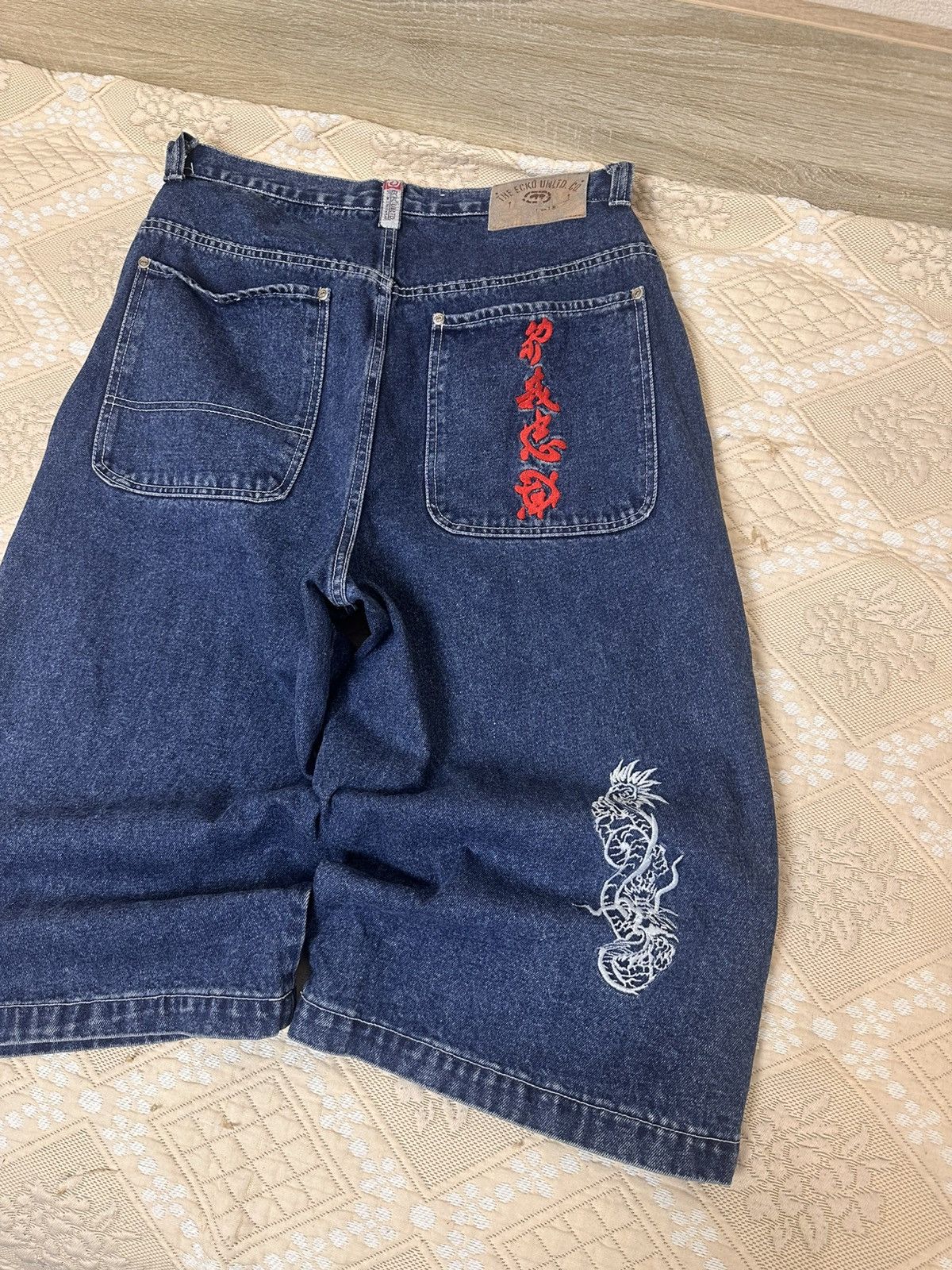 Ecko Unltd. 🔥 ECKO Unltd. CRAZY BAGGY SHORTS RAP Big Logo Denim Jnco Y2K Size US 34 / EU 50 - 2 Thumbnail