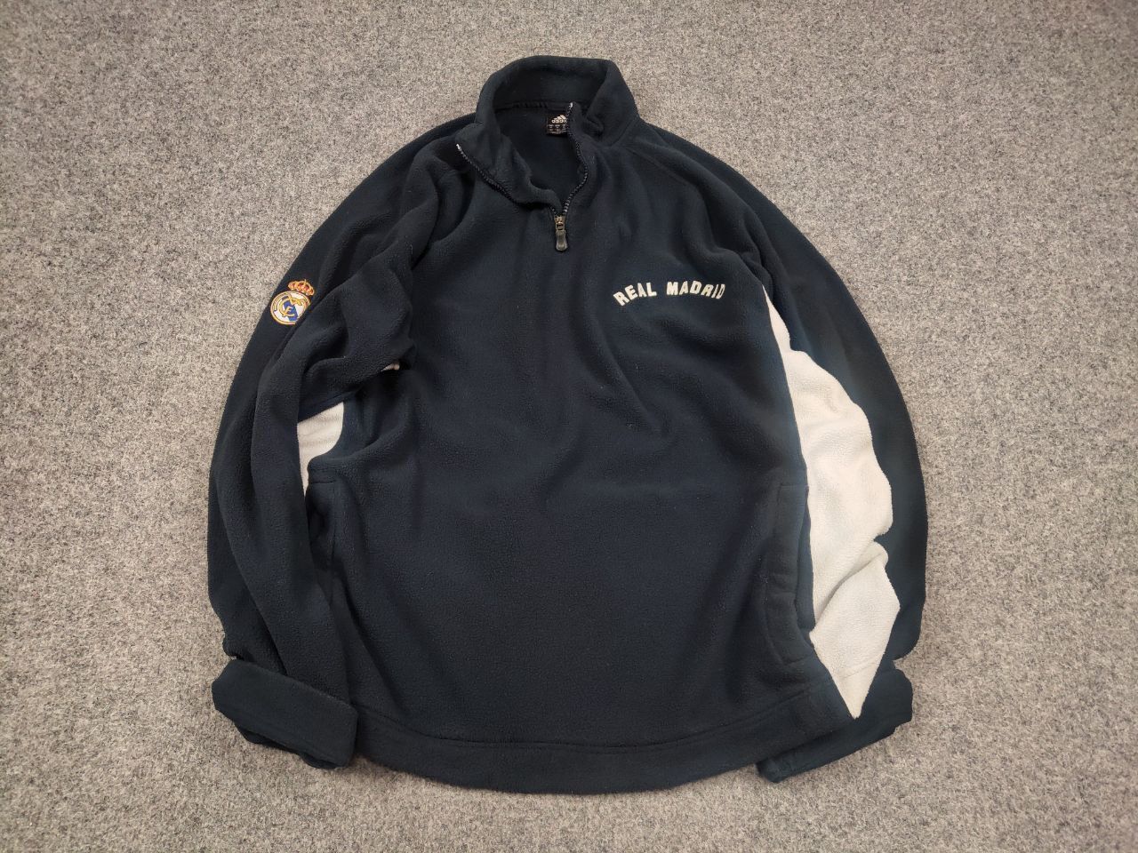 Adidas Vintage Adidas x Real Madrid Logo Zip Fleece Pullover Size US XL / EU 56 / 4 - 2 Thumbnail