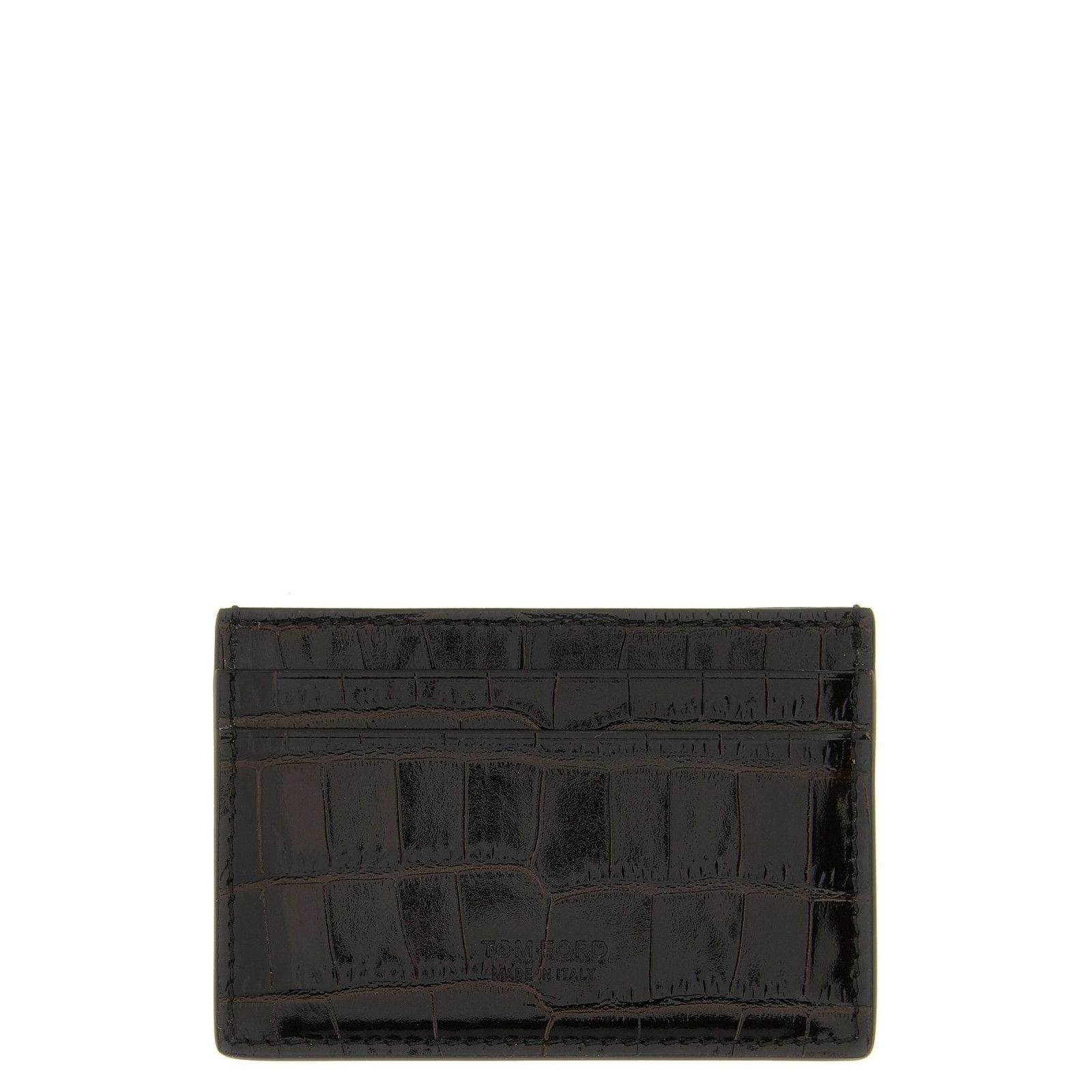Tom Ford TOM FORD Brown Embossed Leather Card Holder New & Authentic Size ONE SIZE - 1 Thumbnail